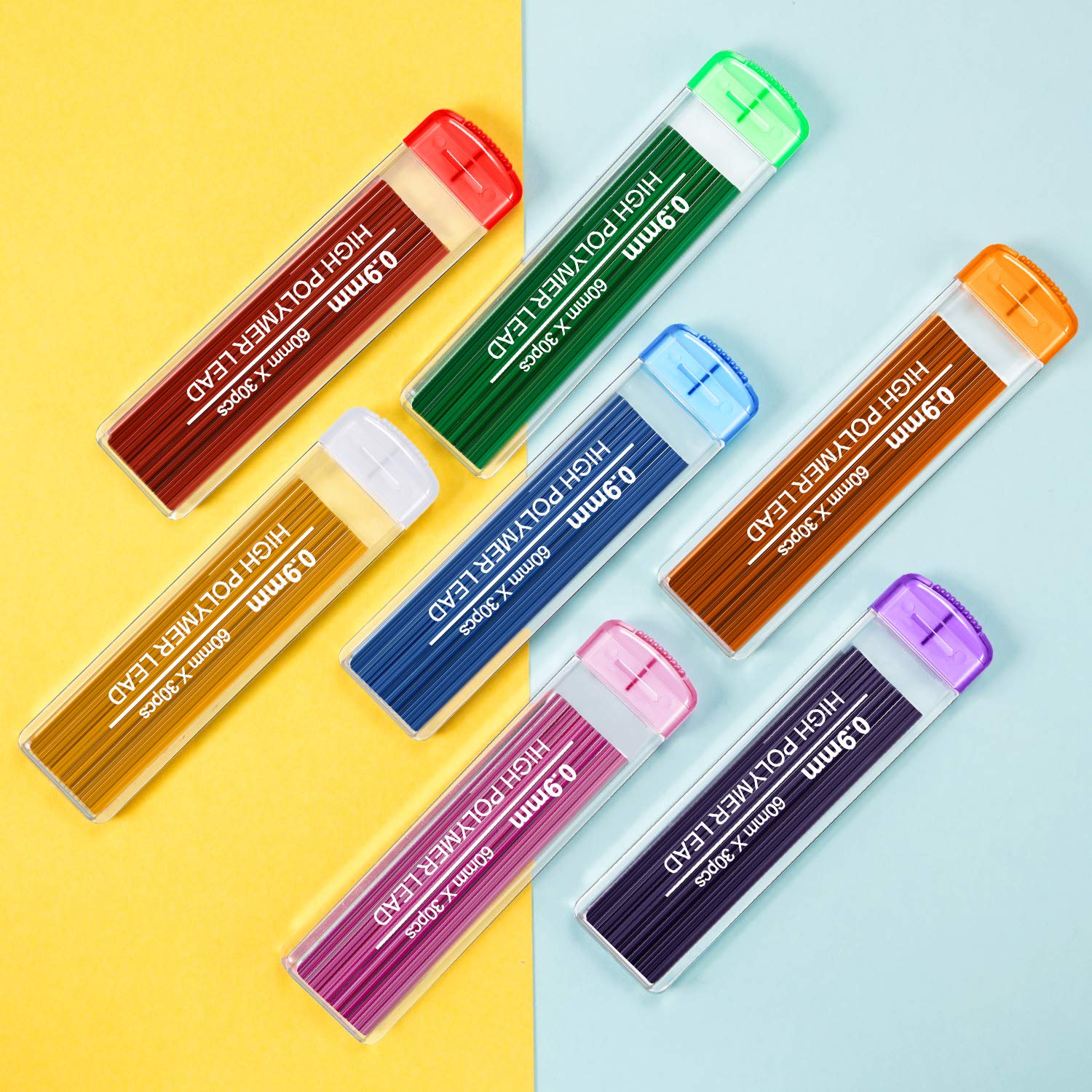 Zhehao 210 Pieces Colorful Refill Mechanical Pencil Refills for School Students Stationery, 0.9 mm, 7 Colors - Image 7