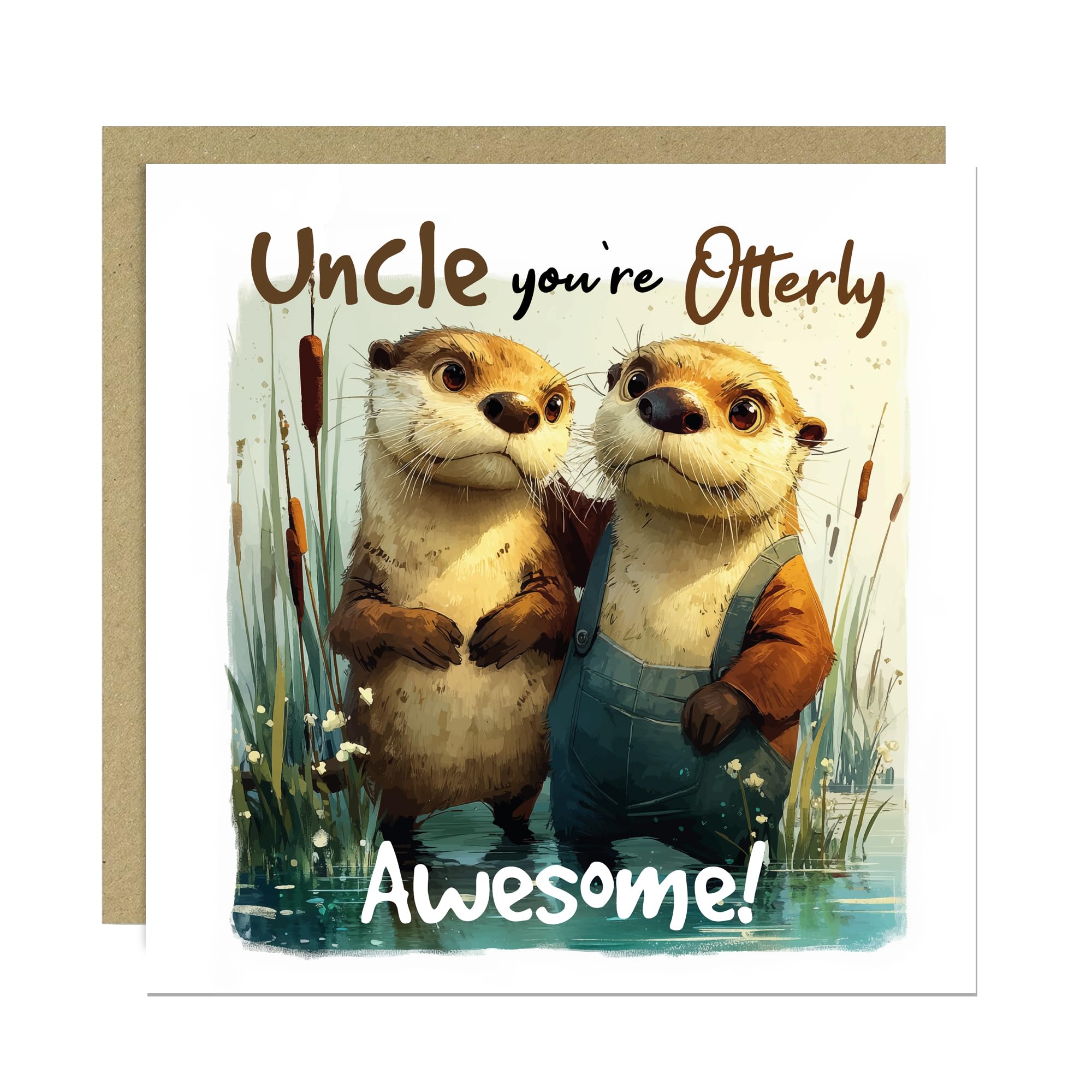 RED OCEAN Uncle Birthday Card Cute Birthday Card for Uncle You're Otterly Awesome Uncle Cards From Niece Nephew Fathers Day Card With Kraft Envelope