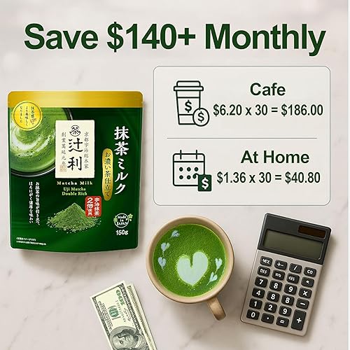 Miniatura 4 de Matcha Milk Uji Double Rich Latte de Tsujiri, bolsa resellable de 5.29 oz fabricada en Kioto, Japón