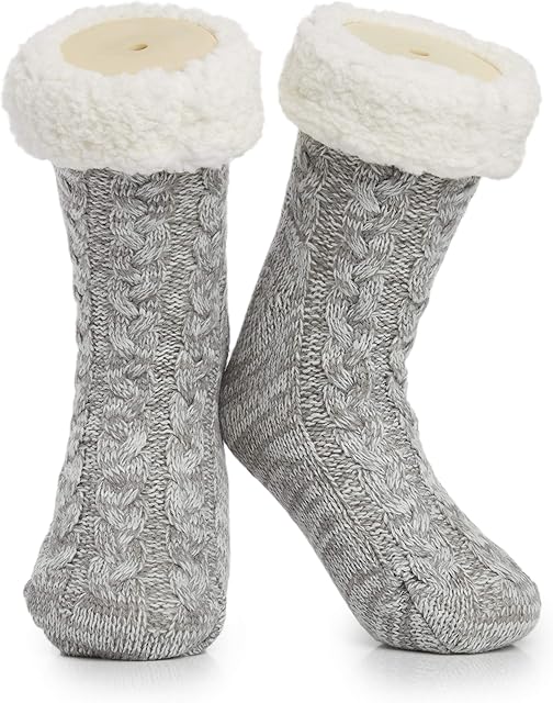 CityComfort Fluffy Socks Womens and Mens, Slipper Socks, Warm Soft Fleece Lined Non Slip Slippers