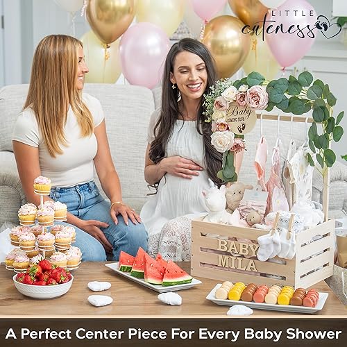 Miniatura 6 de Armario de madera para baby shower, caja de madera personalizable con sistema de doble varilla, cesta de baby shower personalizada, letras del