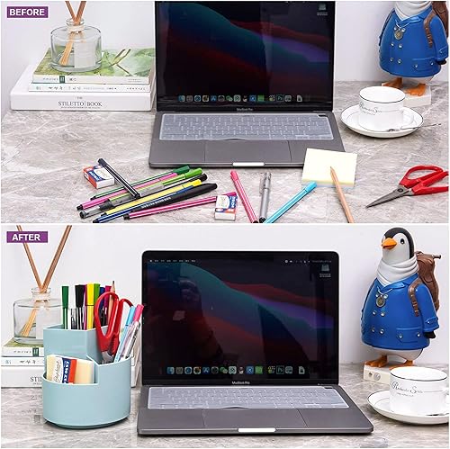 Miniatura 4 de Soporte para lápices de escritorio, organizadores de escritorio, 3 ranuras, soporte giratorio de 360 grados para almacenamiento de escritorio,