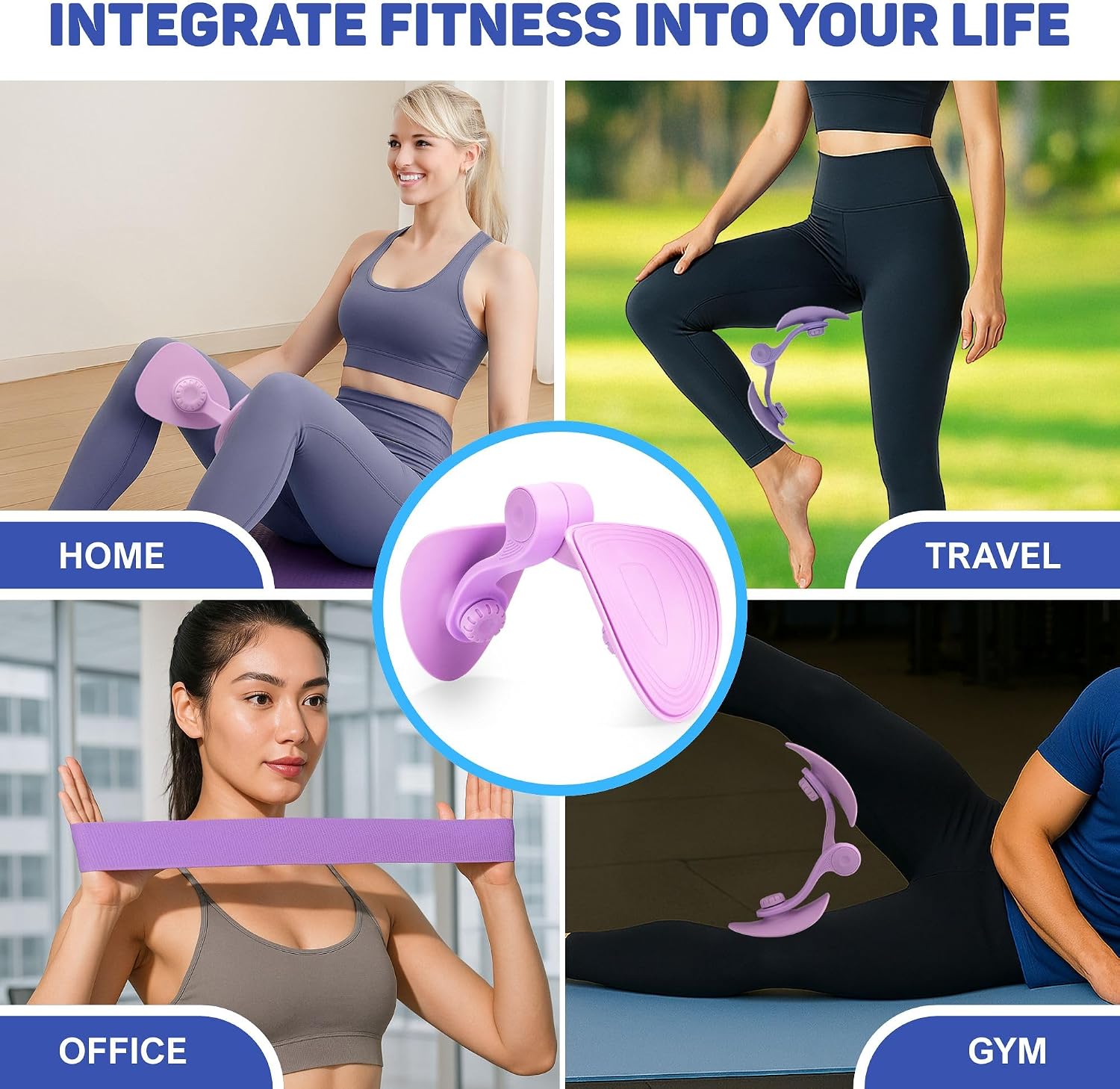 Thigh Master for Women – 29 LB Resistance Inner Thigh Exerciser with Figure 8 Band & Leg Band – 3-in-1 Thigh Trainer Set for Home Workouts, Leg Toning, Postpartum Recovery & Core Strength Training