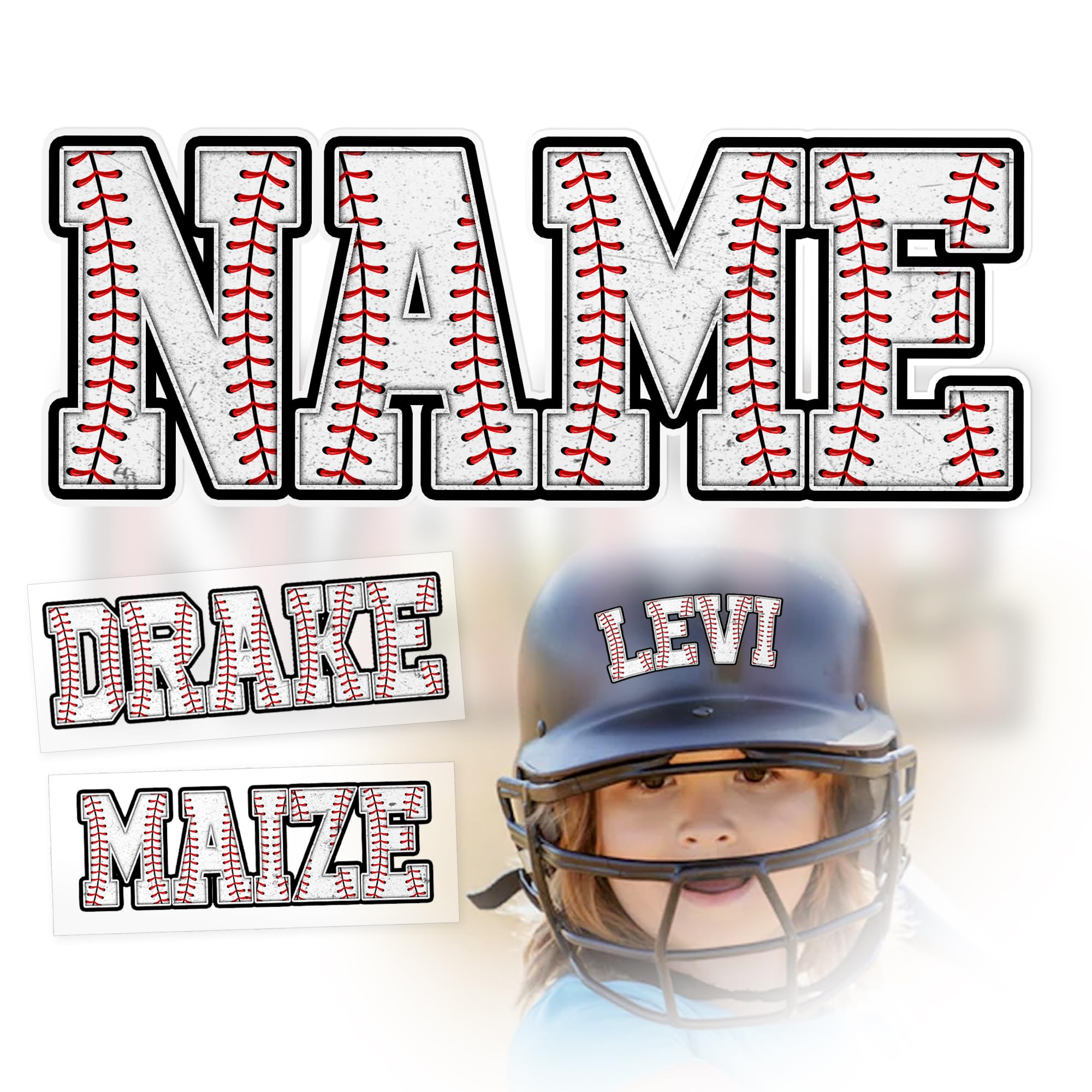 Custom Name Sticker Baseball Softball Helmet Decal Personalized Name Hard Hat Stickers Die-Cut Vinyl Transparent Sticker for Hard Hat Laptop Water