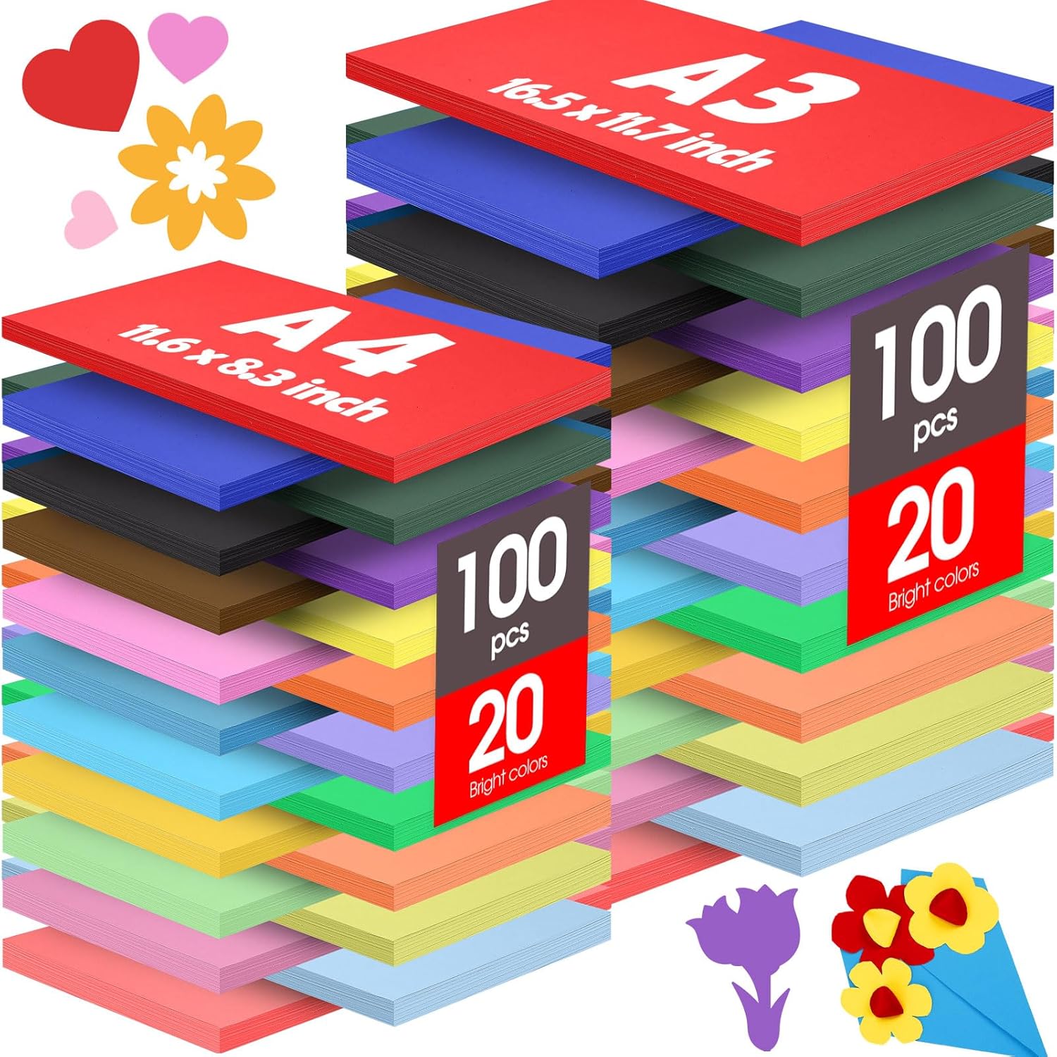 Colarr 200 Sheets Poster Board Bulk 20 Assorted Colors Poster Board Poster Cutting