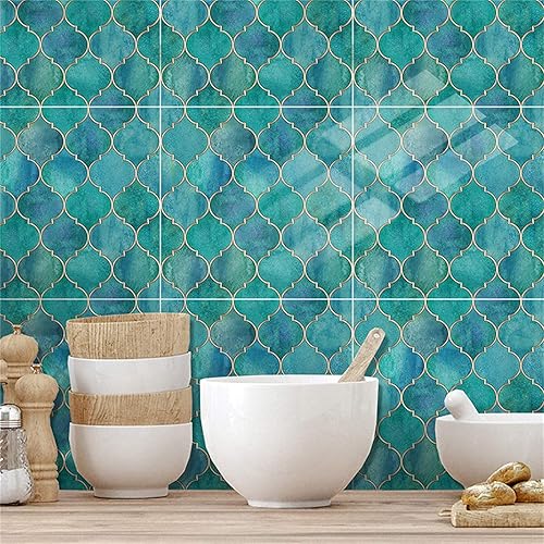 Miniatura 5 de FRAKYEN 6 azulejos autoadhesivos para pared de metro, azulejos sin costuras en la parte posterior, azulejos autoadhesivos para pared de metro (6 x 6
