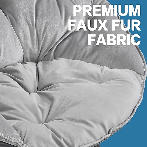 Miniatura 4 de VECELO Silla platillo para adultos, silla plegable de luna con marco de metal, piel sintética para dormitorio, sala de estar, dormitorio,