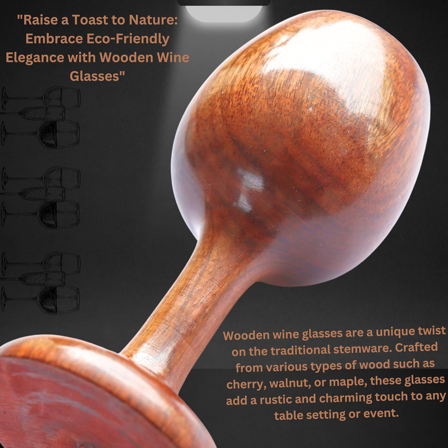 Vintage Communion Cup - Wooden Wine Goblet, Holy Communion Gift, 5oz, 6" Christian Cup for Eucharist, Kiddush, Congregations (1Pc)