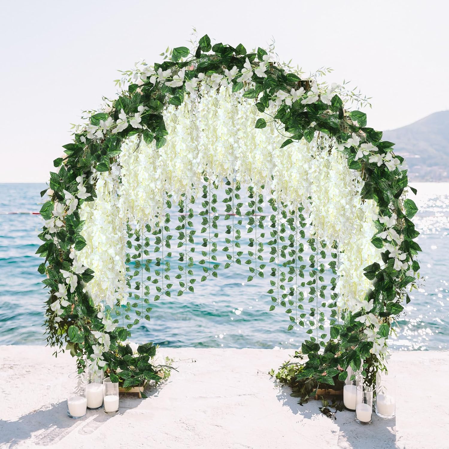 おしゃれでちょっとこだわりの雑貨・日用品・ディスプレイ,インテリアグリーン,ハンギングが見つかる｜CeraCore ミッド店 Tigeen 48個 3.5フィート 藤 ハンギング造花 7フィート フェイクリーフ 植物 つる ガーランド シルクフラワー ストリ