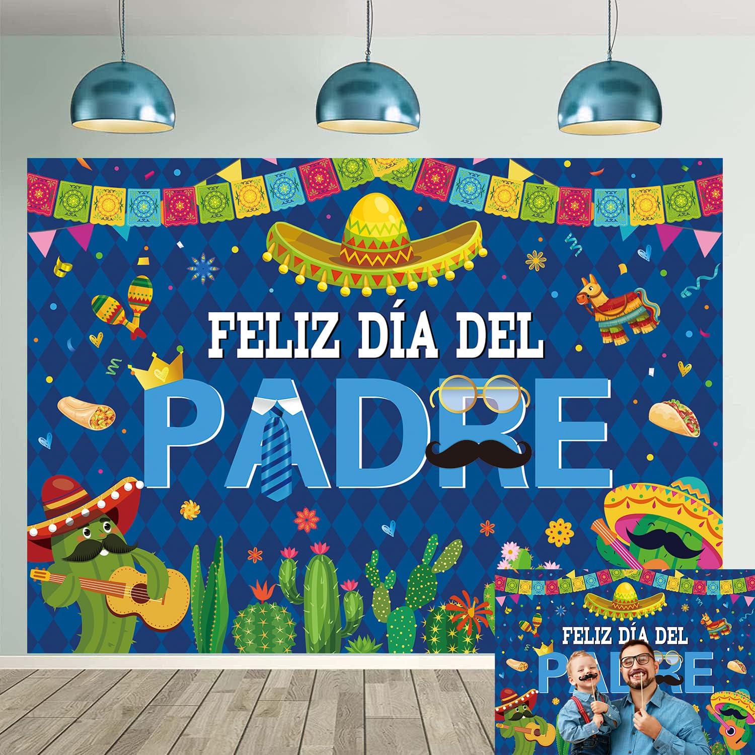 Feliz Dia Del Padre Backdrop Mexican Happy Father's Day Photography Background Spanish Fathers Day I Love Dad Party Decoracions Banner (7x5FT: 84x60