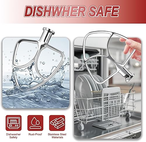 Miniatura 5 de KitchenAid - Paleta mezcladora de acero inoxidable, 4.5Q5Q, con cabezal inclinable, pulido, sin recubrimiento, apto para lavavajillas, accesorio