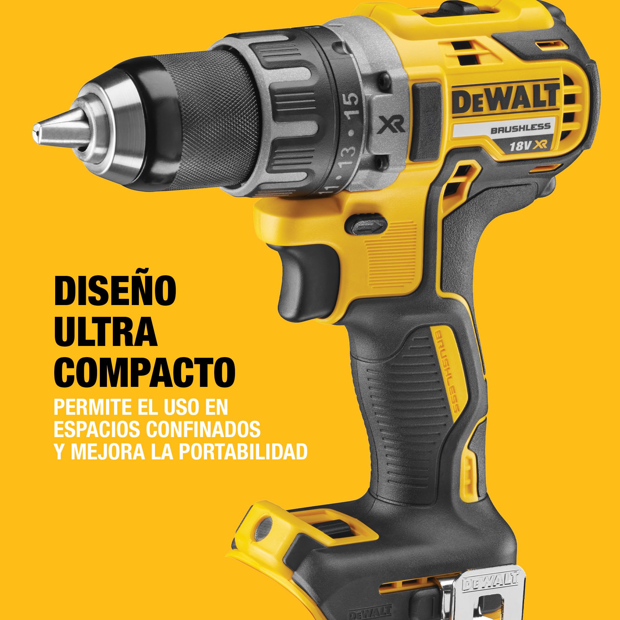DEWALT Taladro Atornillador Sin Escobillas 18V XR - No incluye Batería ni Cargador, DCD791NT-XJ