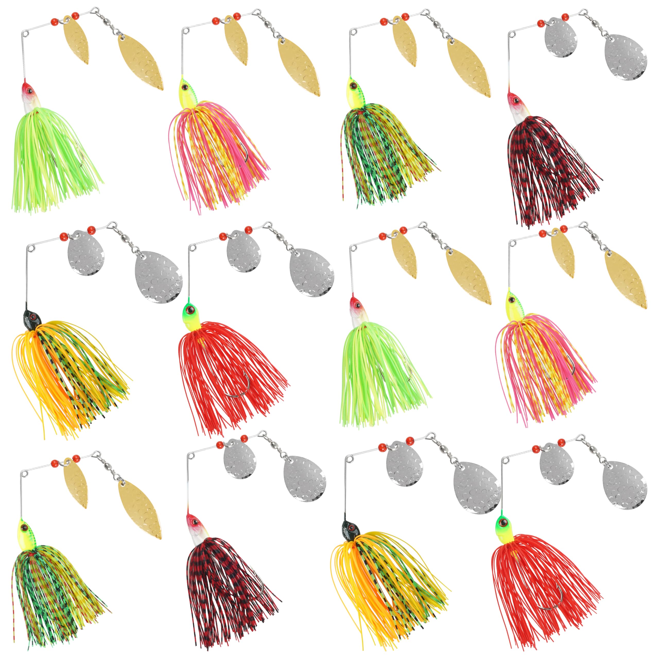 Spinnerbait Kit de leurres de pêche Spinner Bait Bass Leurre de pêche en métal dur Buzz Bait Jig Swimbiat pour truite, saumon, brochet, bar, eau salée et eau douce