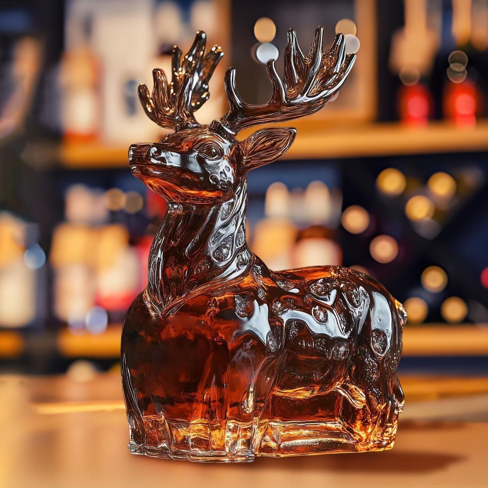 karafka, Szklana karafka do whisky w kształcie zwierząt, zabawna butelka, piękne grawerowane szklane figurki, eleganckie akcesoria domowego baru(Deer)