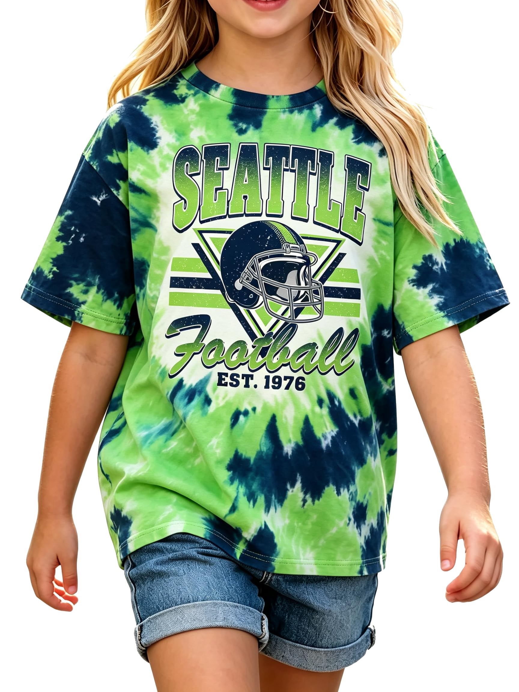 Kids Rugby Tie Dye T-Shirt Vintage Football Graphic Tee