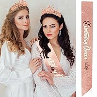 Vista 52 de Velscrun Corona de tiara de reina de cristal rosa para mujeres y niñas, diadema de reina de cumpleaños, elegante corona de princesa con peinetas