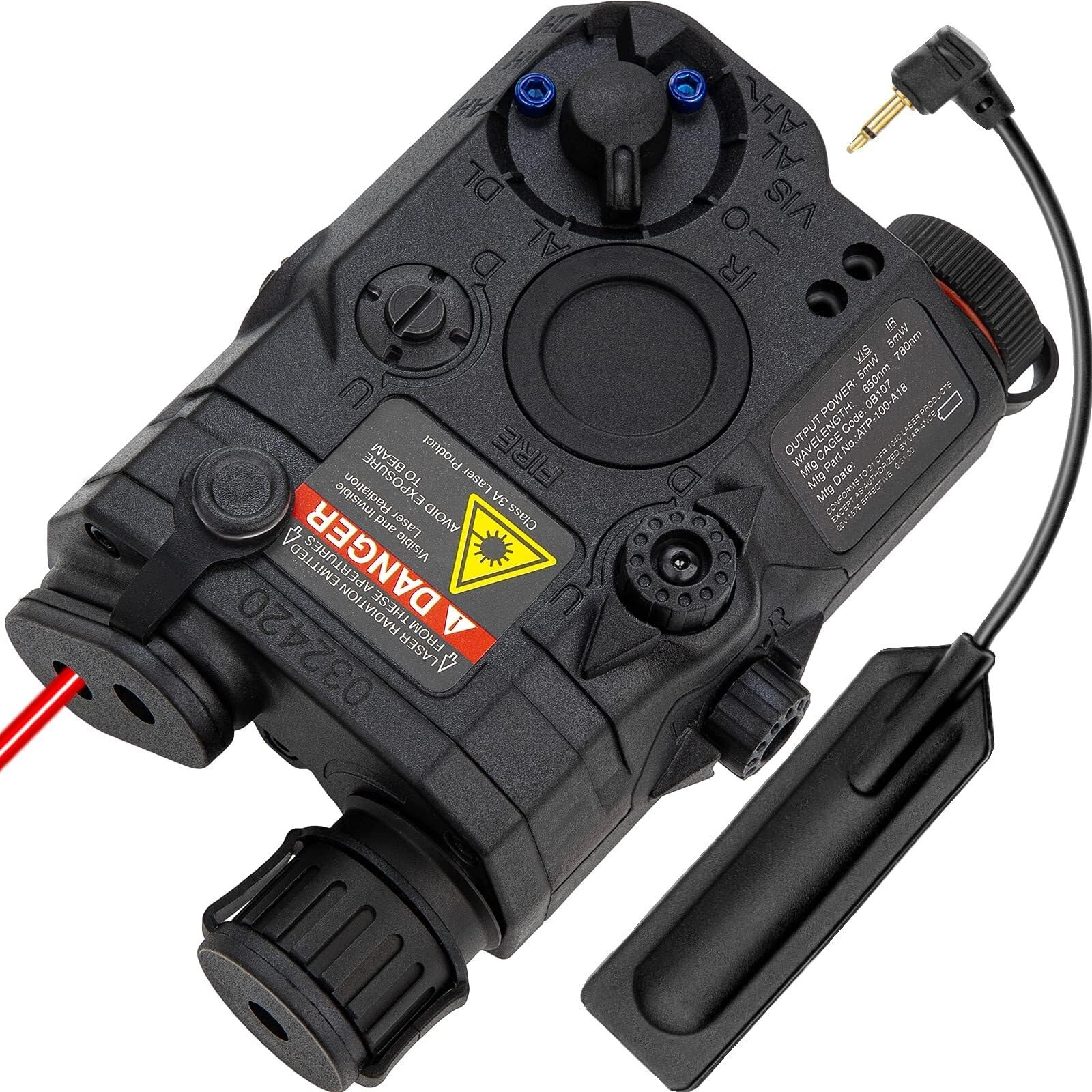 Airsoft PEQ-15 IR Laser + Visible Red Laser + White LED Flashlight (Black)