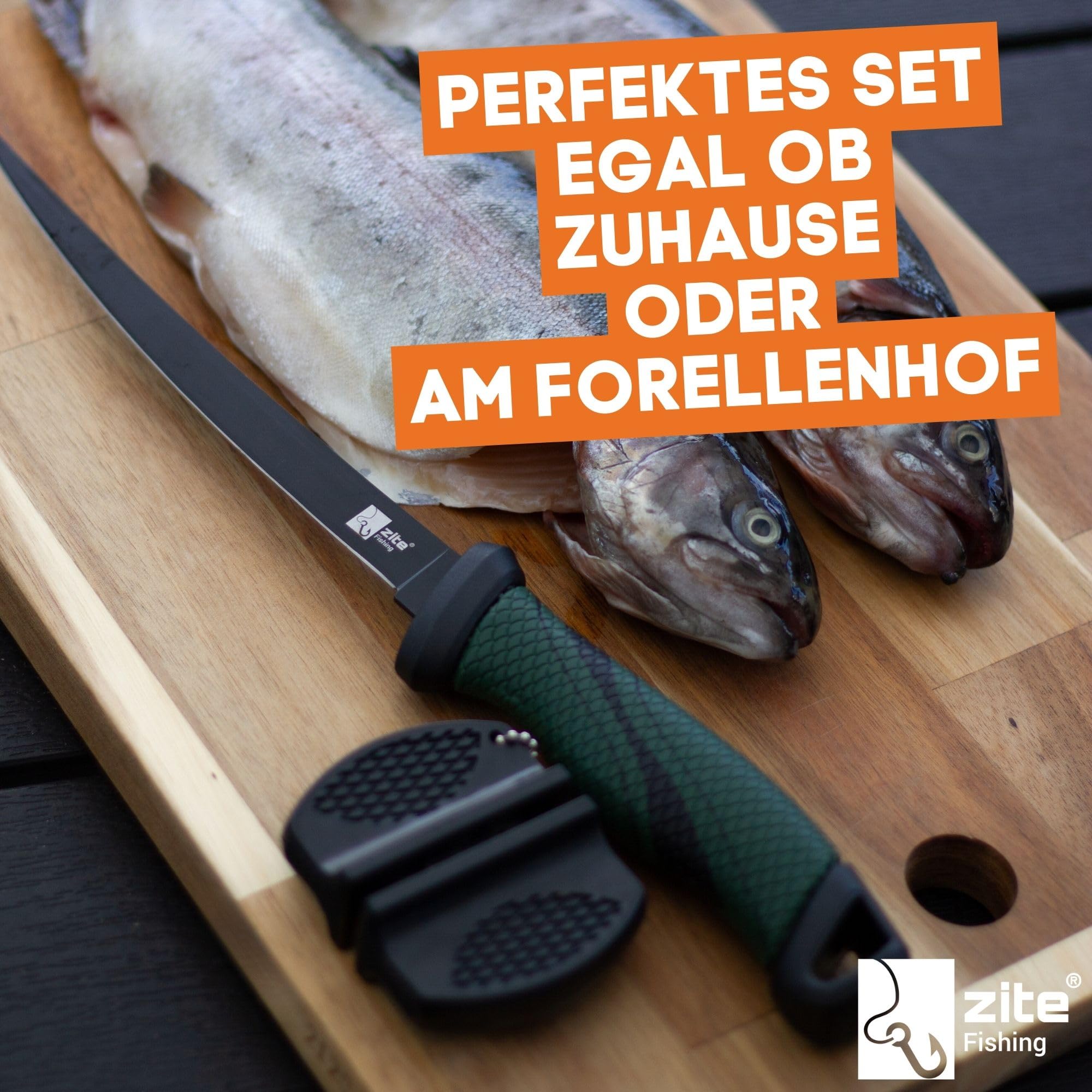 Zite Fishing zestaw noży do filetowania z ostrzałką do noży – ostre i powlekane ostrze odporne na korozję – nóż do ryb z uchwytem antypoślizgowym – długość ostrza 20 cm