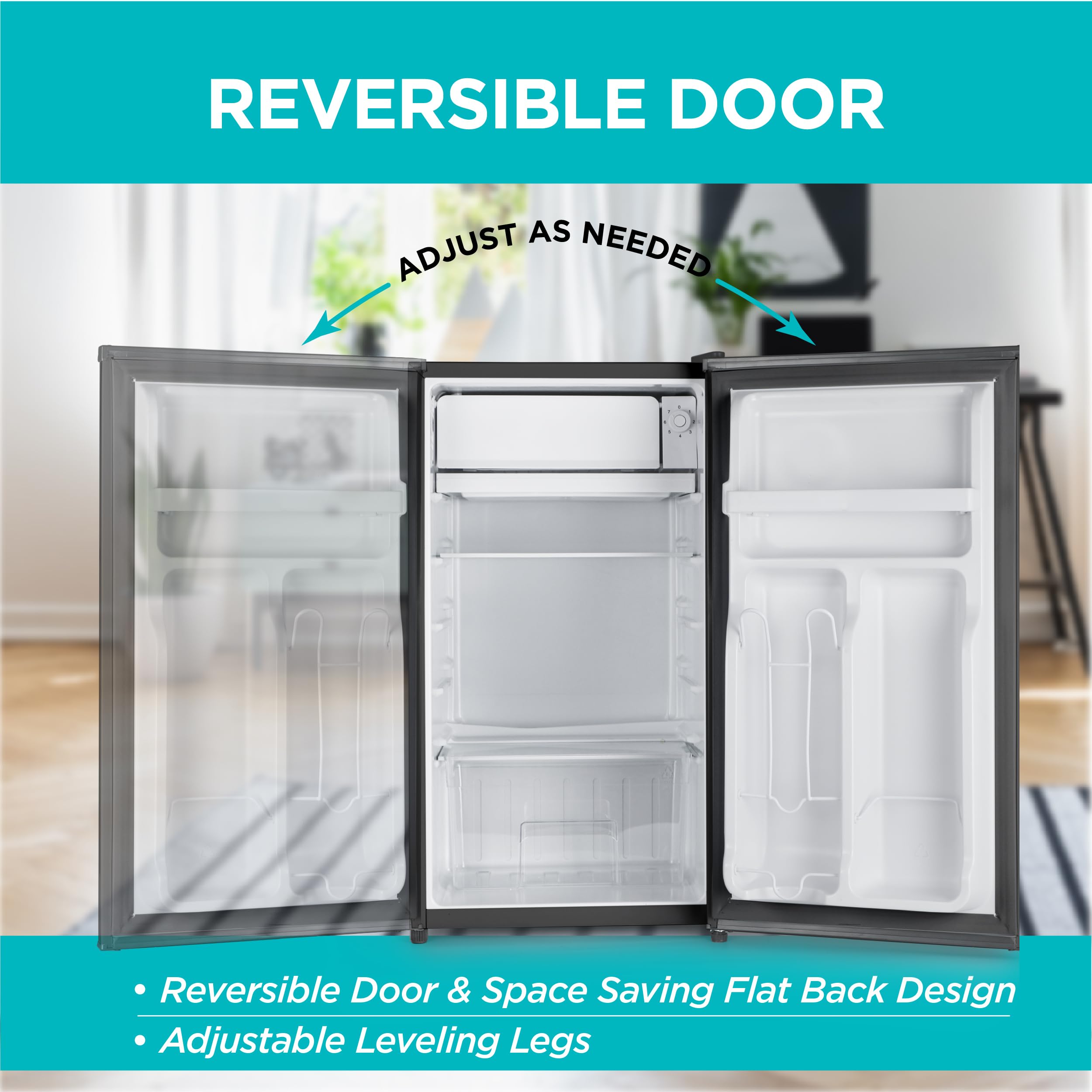 Black+Decker 3.2 Cu. Ft. Compact Refrigerator, Energy Star Certified Small Refrigerator, Single Door Mini Fridge With Chiller Compartment, Personal Fridge For Home Or Dorm Room, Bcrk32b, Black on Fridge.com - View 5