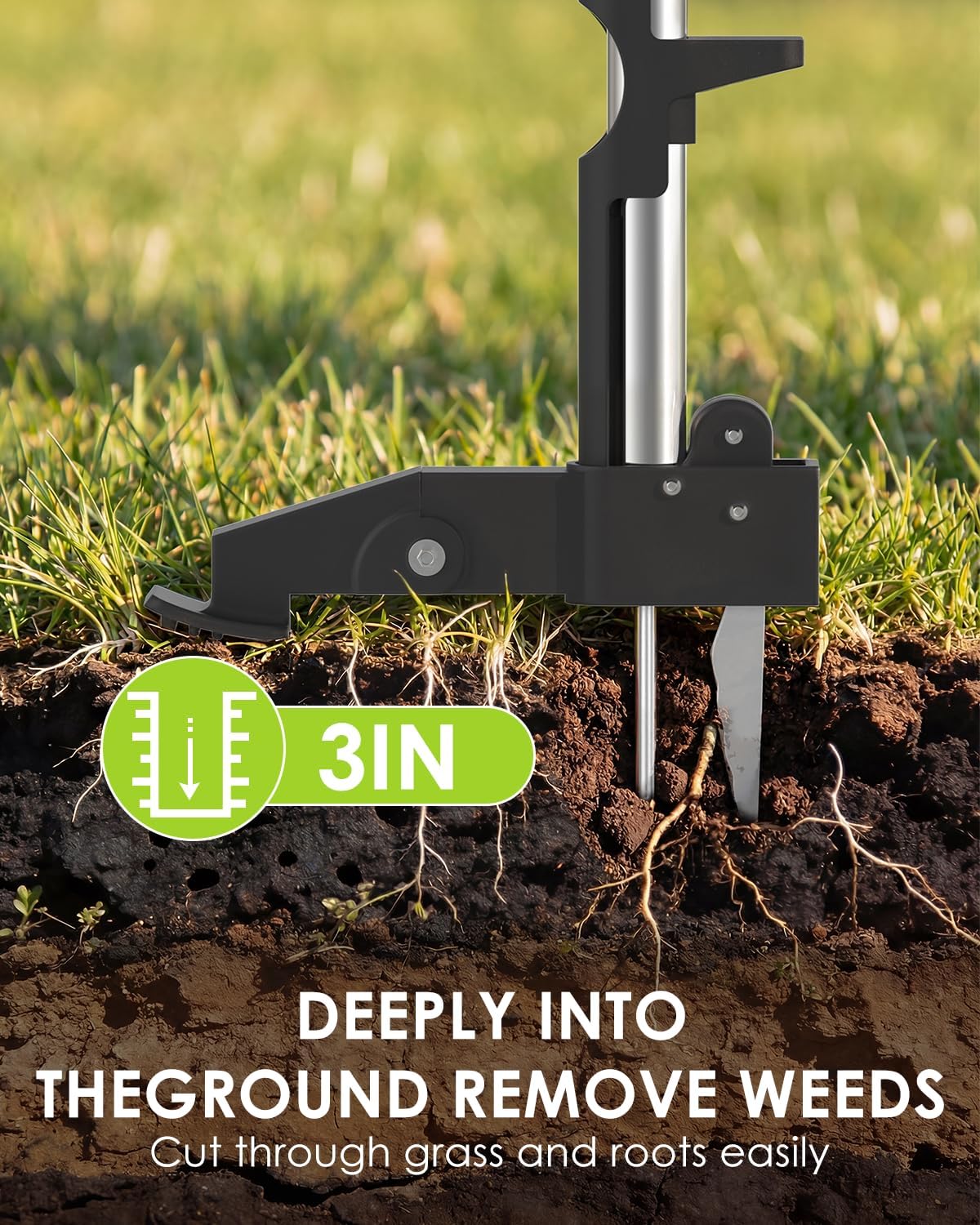 Luvenia Heavy Duty Stand Up Weed Puller Tool, Weed Removal Tool with 41.3" Long Handle & 4 Claw Steel Head, Garden Hand Weeding Tool-Easily Remove Weeds Without Bending, Pulling, or Kneeling