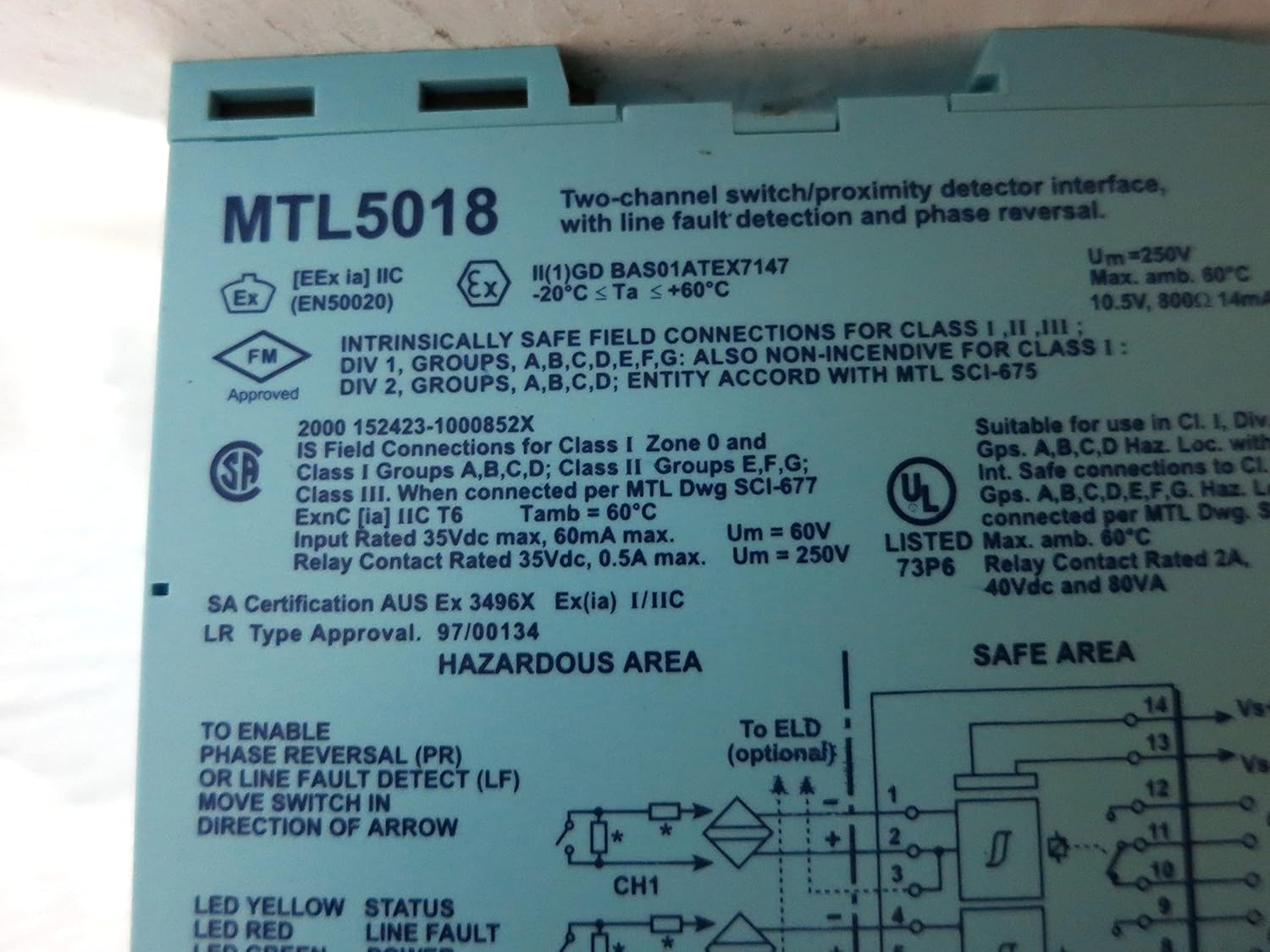 MTL5018 2Ch Switch Proximity Detector Relay (LOT of 5)