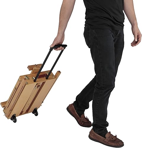 Miniatura 4 de Creative Mark Monet Caballete de madera de nogal francés y caja de bocetos, caballete de arte ligero portátil con almacenamiento para adultos, ideal