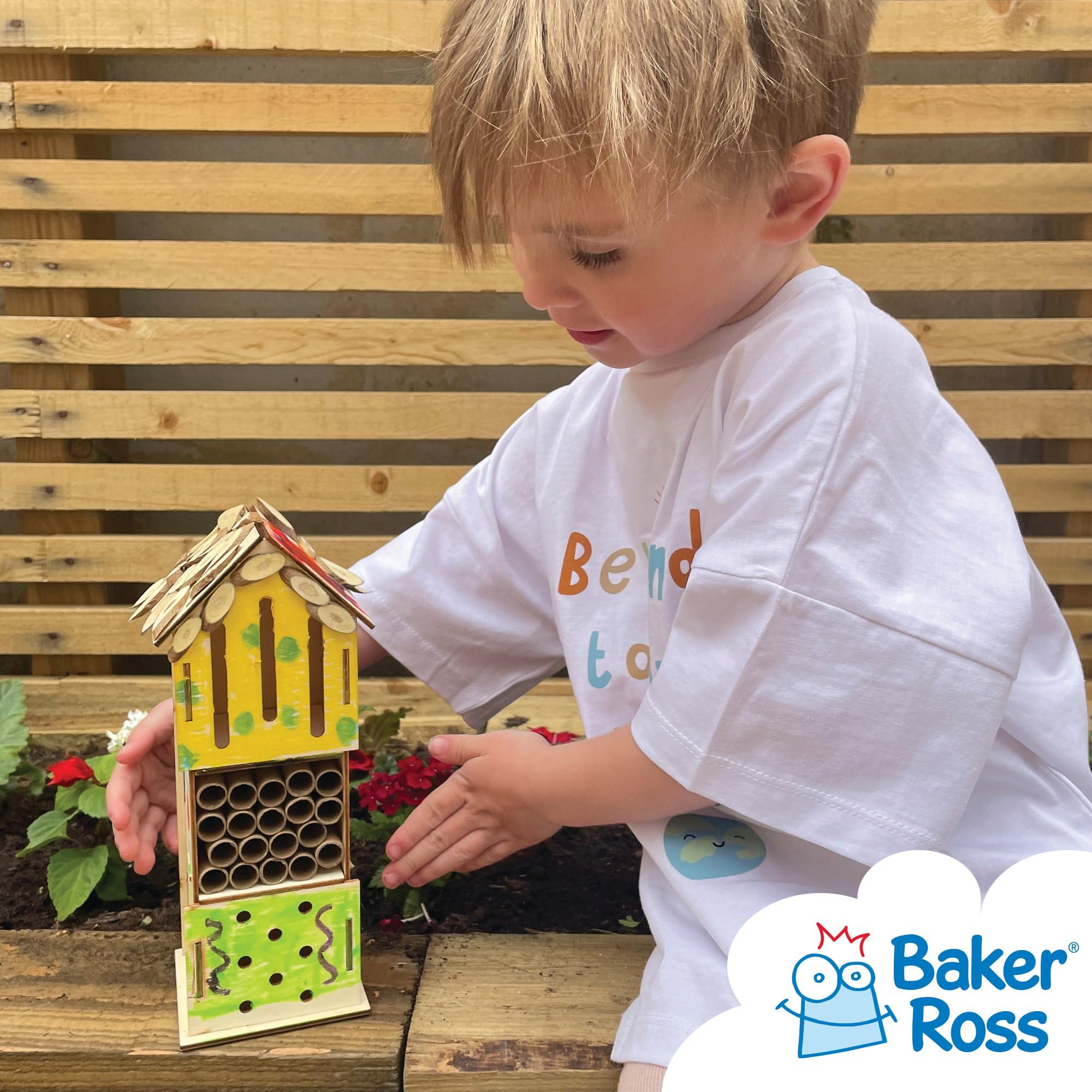 Baker Ross FE508 Kits Hotel de Madera para Insectos - Paquete de 2, actividades de artesanía en madera para pintar y decorar para niños, manualidades o proyectos de jardín