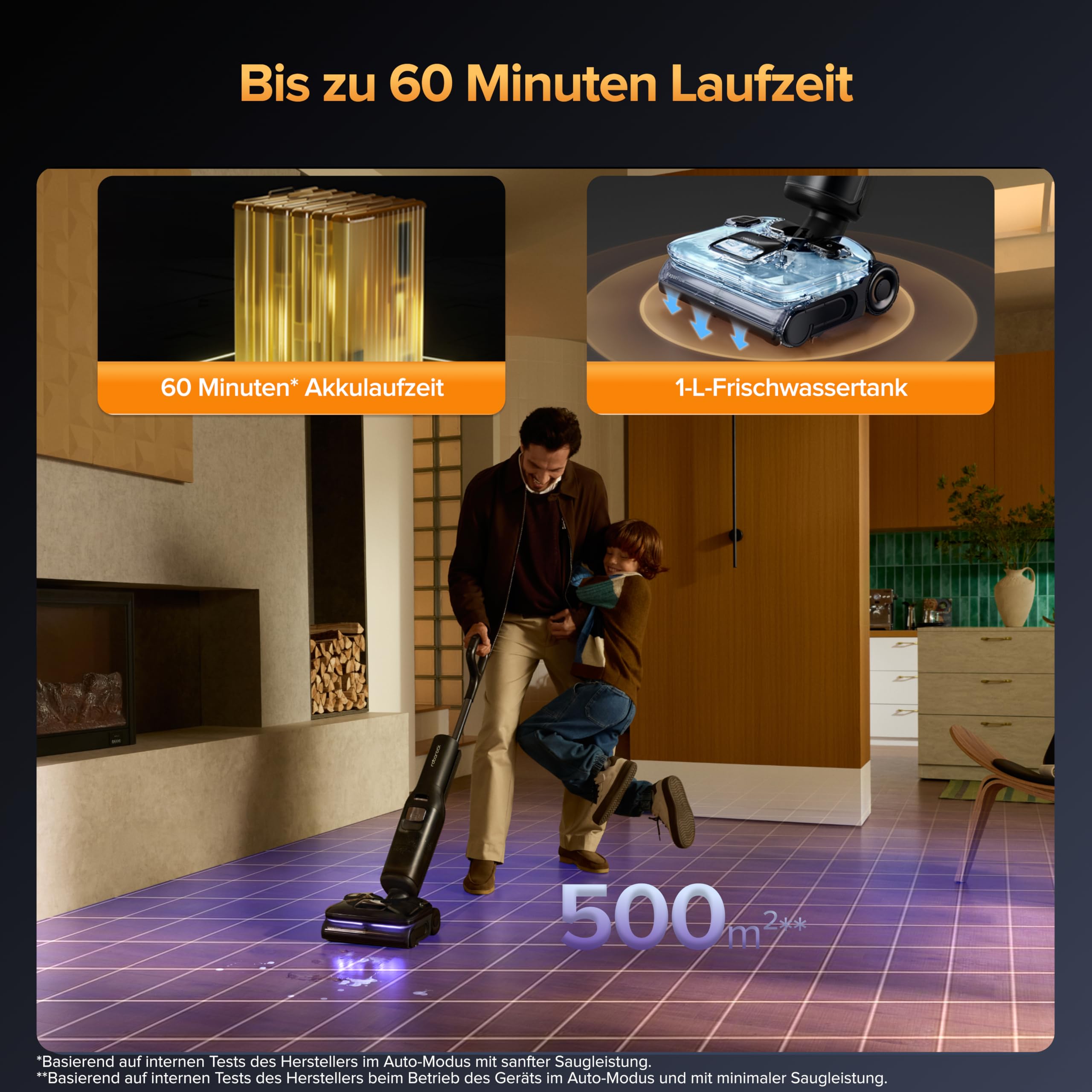 roborock F25 Ultra Nass Trockensauger mit Dampf, 180 °C Dampfmopp, 86 °C Heißwasser Saugwischer, 22kPa Staubsauger mit Wischfunktion, 90°C Selbstreinigung, 180° flache, KI-unterstütze Räder, Blaulicht
