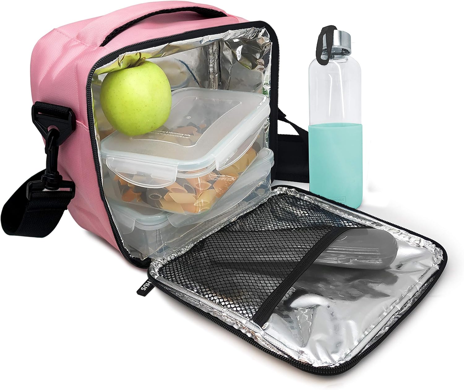 NERTHUS Lunch Shoulder Bag and Two Pockets: Pink, Metal, 22 x 22 x 12 cm