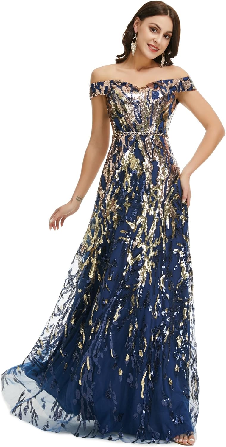 Engerla Women Sequins A line Evening Dress Sexy Off Shoulder Prom Dress 2020 Fashion Celebrity Pageant Gowns - Image 7