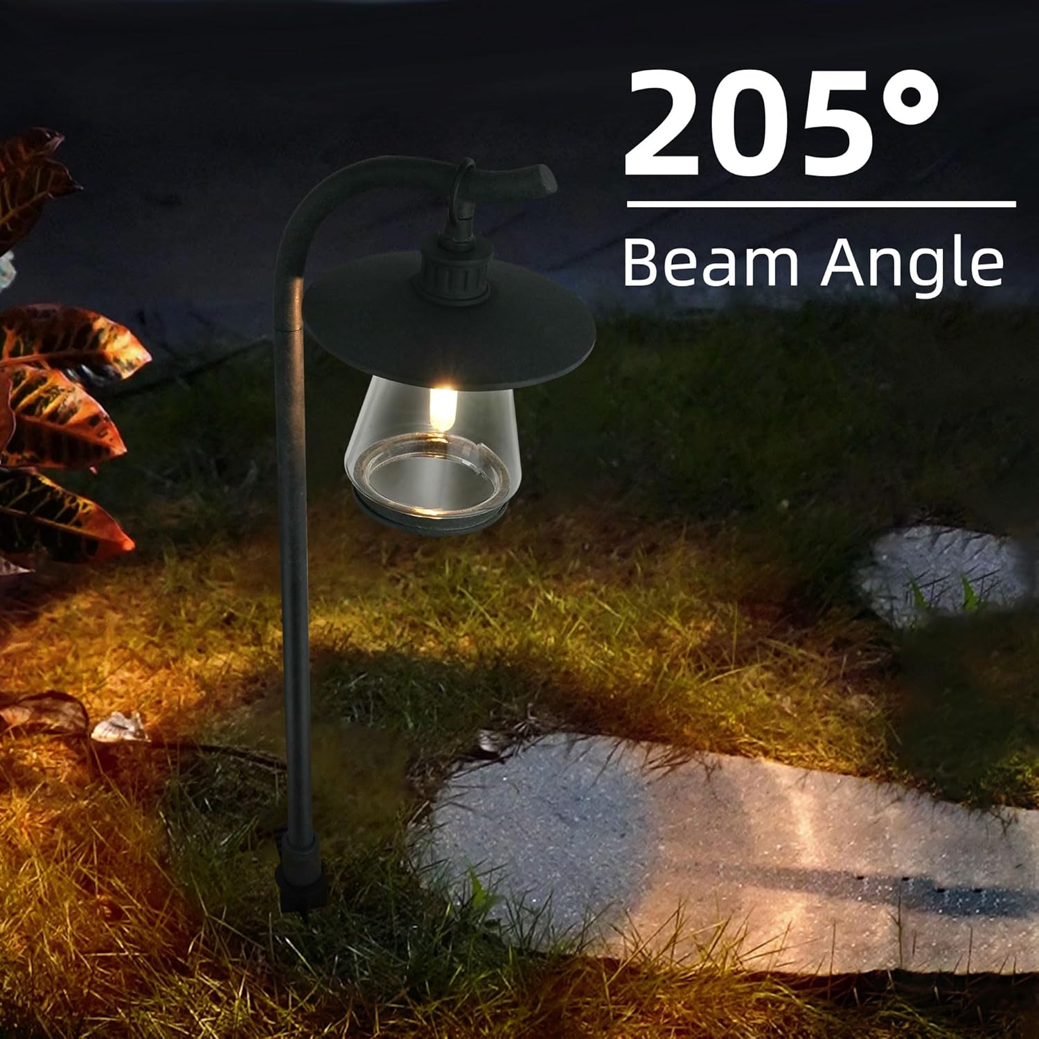 hykolity Low Voltage Landscape Path Lights, 12V-15V AC LED Outdoor Landscape Lighting with LED Bulb & Wire Connector, Zinc Aluminum Housing Pathway Lights for Yard Garden Walkway, 4 Pack, ETL Listed