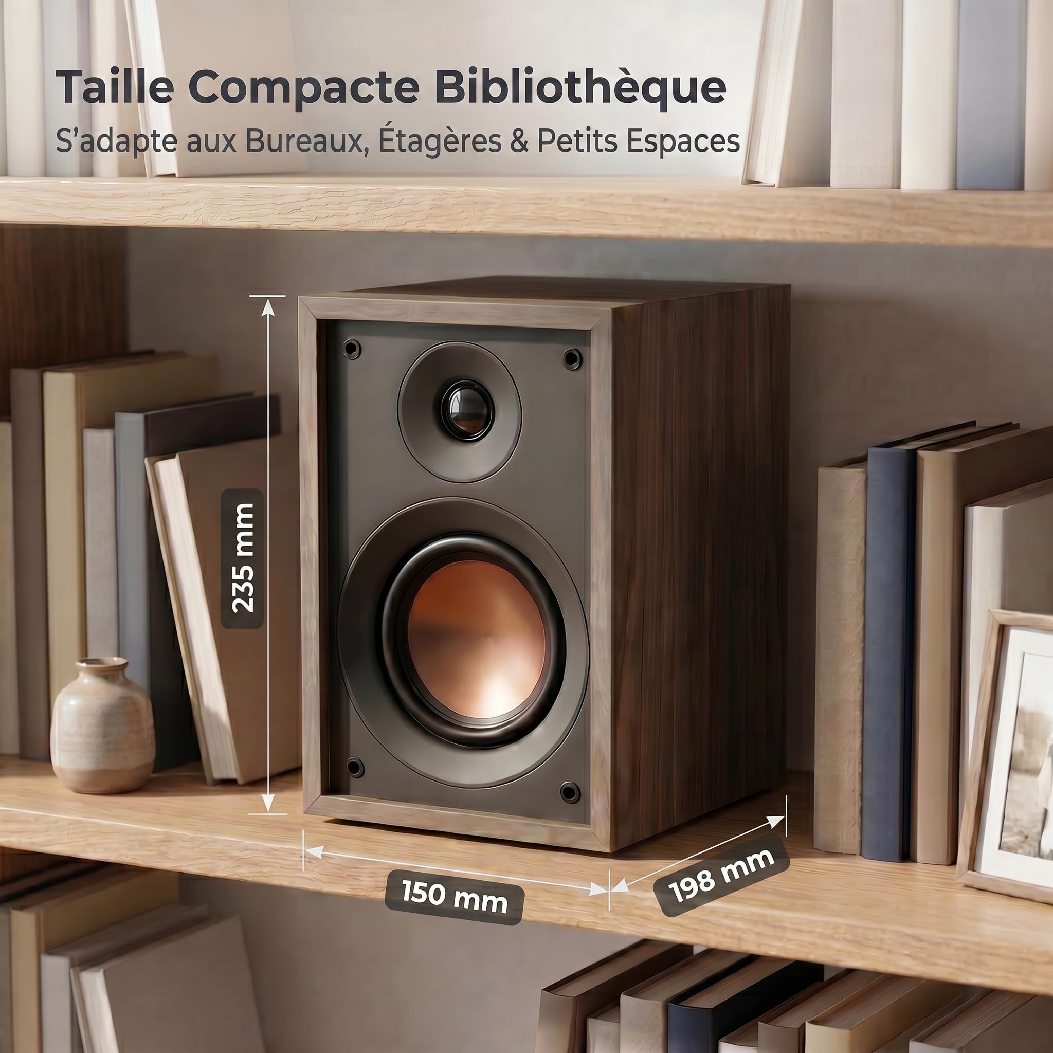 HiVi-Swans Oasis Enceinte Bibliothèque Passive, Enceinte Bass-Reflex 2 Voies avec Woofer 4 Pouces et Tweeter à Dôme 20 mm, 60 Hz–20 kHz, 4 Ω, 10–50 W, Enceinte Hi-FI Compacte pour la Maison