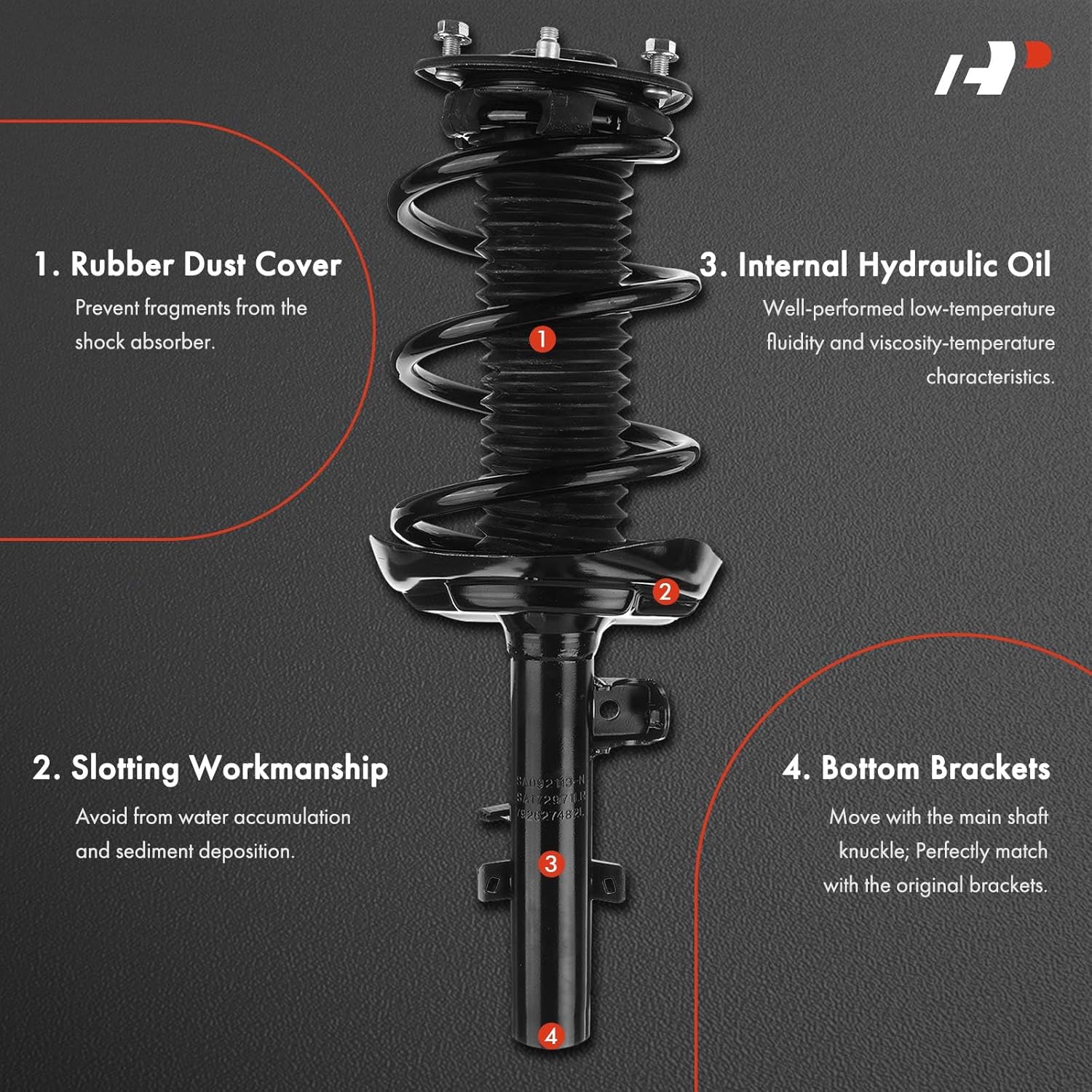 A-Premium Front Struts Compatible with Honda Accord [2.4L] 2013-2017 - 2x Replacement Suspension Complete Strut Assembly Shock with Coil Spring