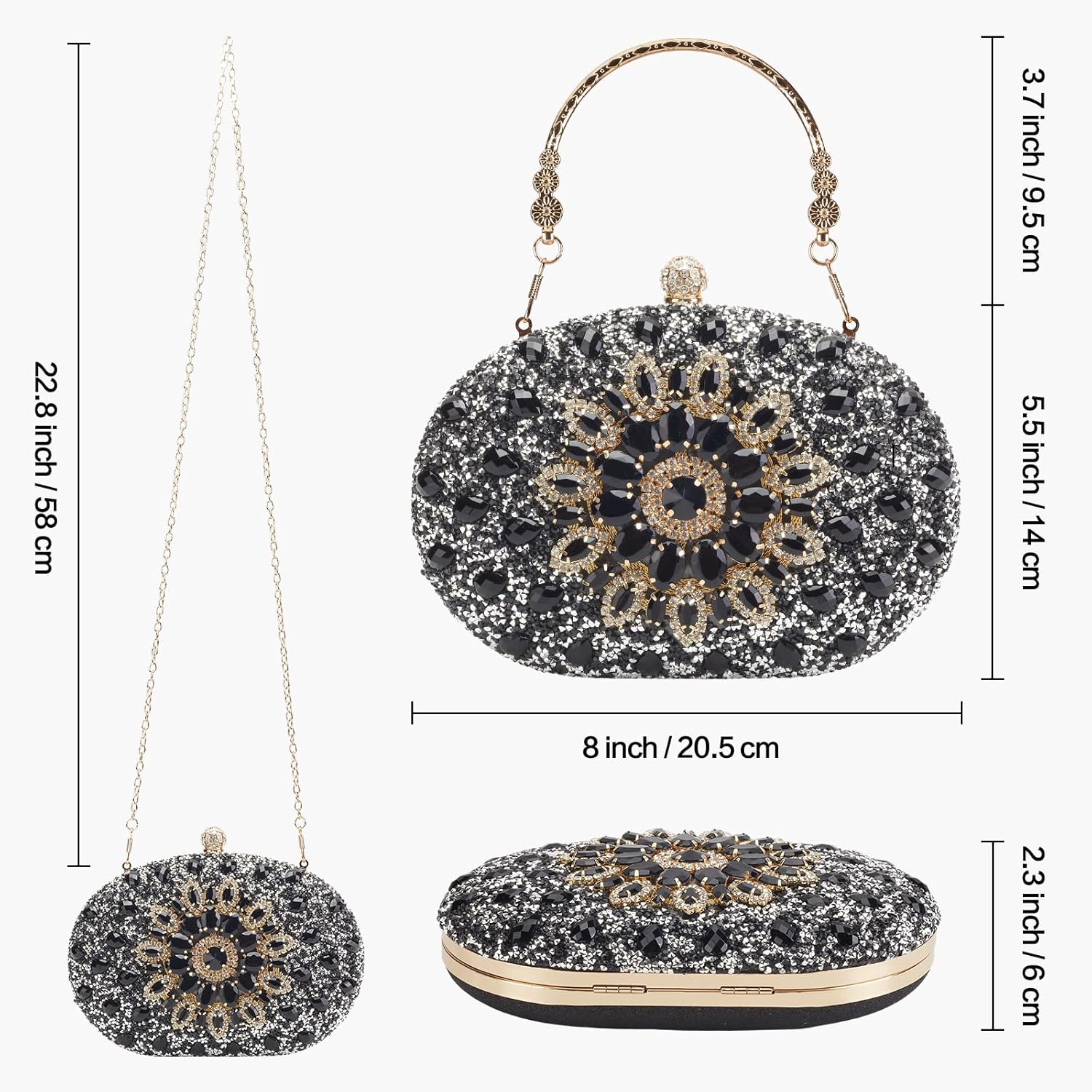 Rhinestone Evening Clutch Purses for Women Evening Weddings,Party Purses Crystal Diamond Glitter Sparkly Handbag - Image 5