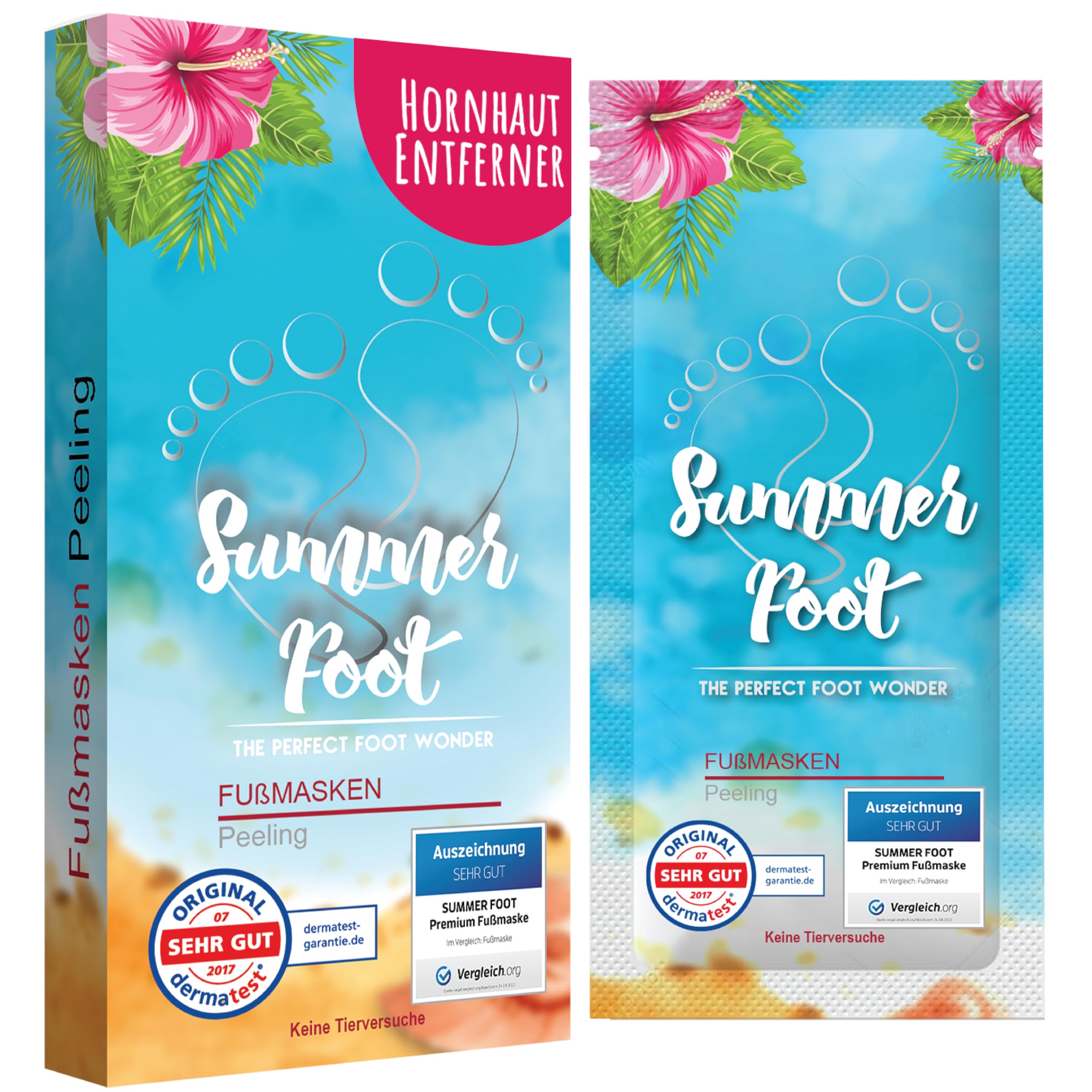 Summer Foot Premium Hornhaut-Entferner - Hornhaut Fußmaske für weiche Füße - Anti Hornhaut-Socken für effektive Fußpflege - dermatologisch getestet - Frauenmaske