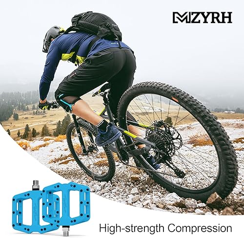 Miniatura 8 de MZYRH Pedal de bicicleta de montaña de 916 pulgadas, 3 rodamientos sellados, ligero, antideslizante, de fibra de nailon, pedales de plataforma para