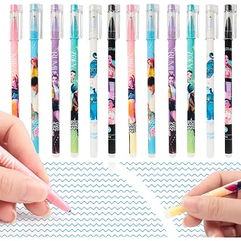 Kpop Erasable Pens Cartoon Retractable Ballpoint Pen 12 Pieces 0.5 mm Ballpoint Pen Children Anime Stationery Set for Schools Offices Awards Gifts