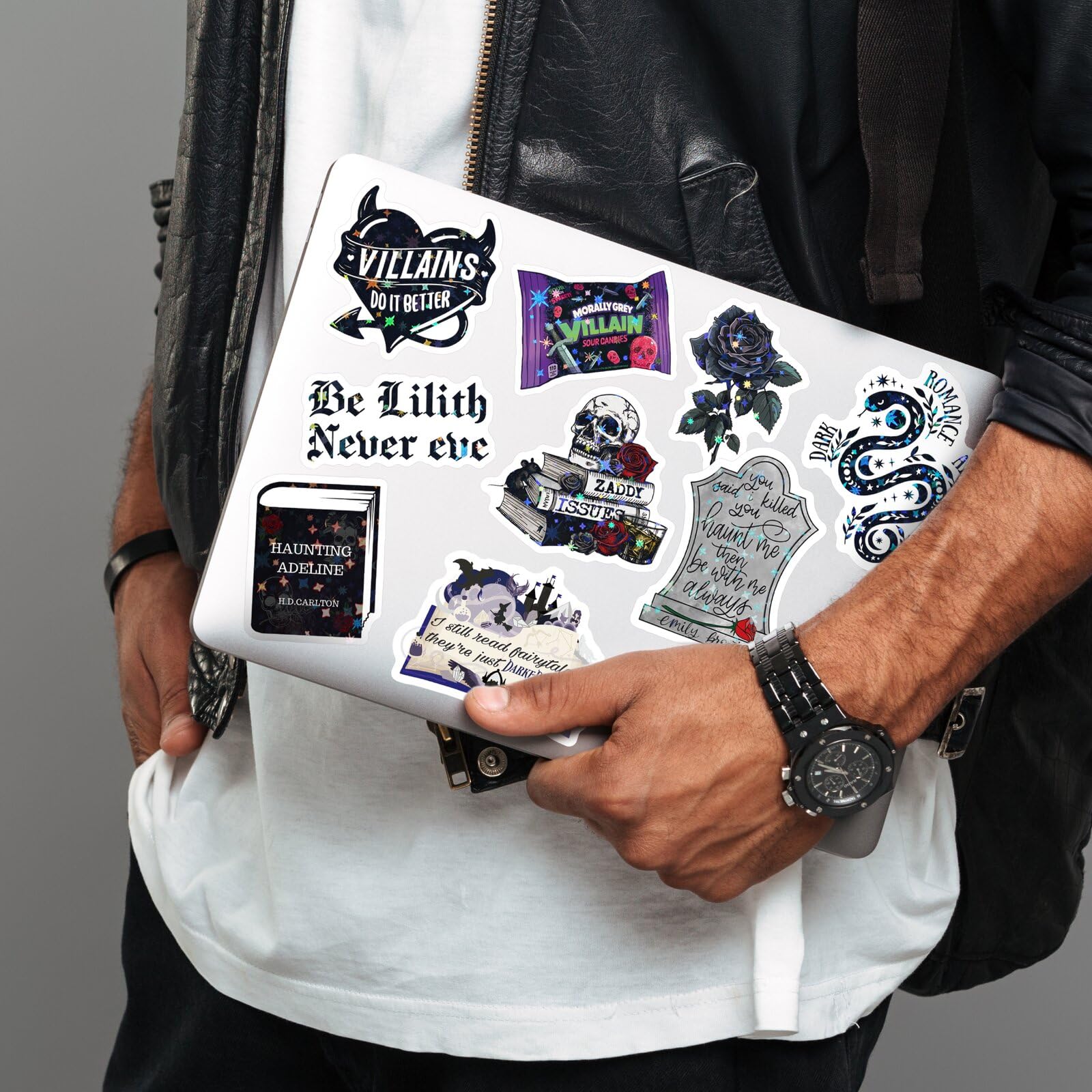 MiStar Confezione da 102 adesivi a libro romantici scuri per Kindle adulti, Booktok olografico per lettura piccante per Kindle, iPad, bottiglie d'acqua, accessori per gli amanti dei libri