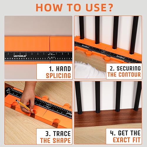 Miniatura 3 de VEITORLD Medidor de contorno conectable (10 + 10 pulgadas), duplicador de perfil con cerradura, día del padre, regalos de cumpleaños únicos para