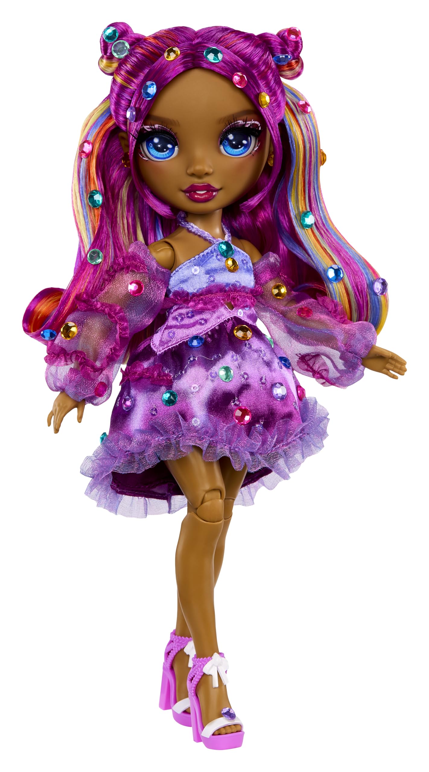 Rainbow High Be Dazzling - Noemie Violette - Bambola fashion viola da 28 cm con decori, gemme scintillanti e accessori per lo styling