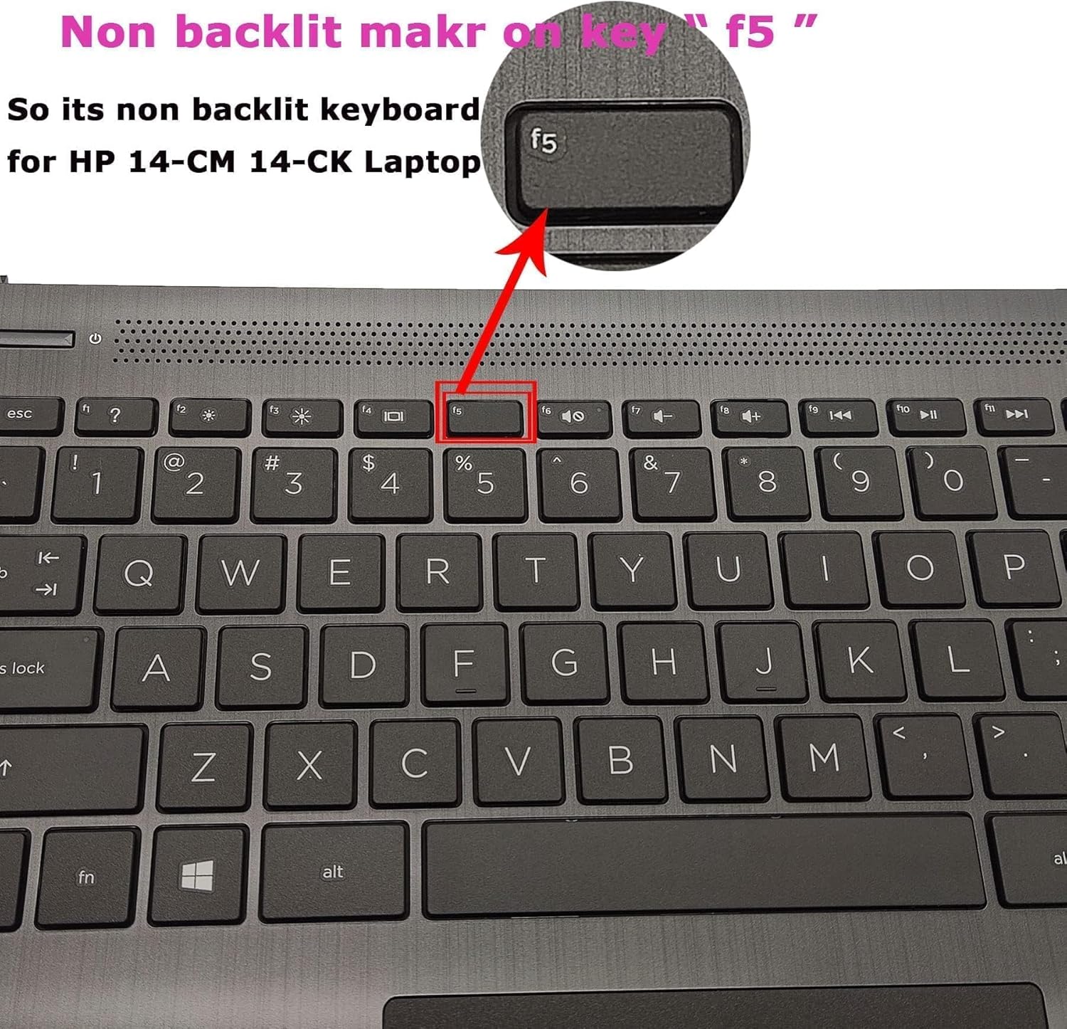 Replacement Upper Case Palmrest for HP 14-CM 14-CK 14T-CM 14Z-CM 14q-cs 14q-cy Series Laptop Touchpad with Keyboard Assembly L23241-001 Gray