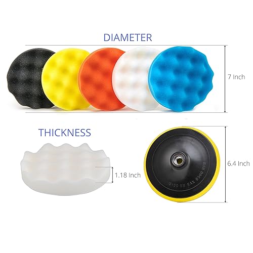 Miniatura 2 de NEIKO 00320A - Juego de 11 pulidor de cera y almohadillas de amortiguador, almohadillas pulidoras de 6 pulgadas, almohadilla de pulido automático,