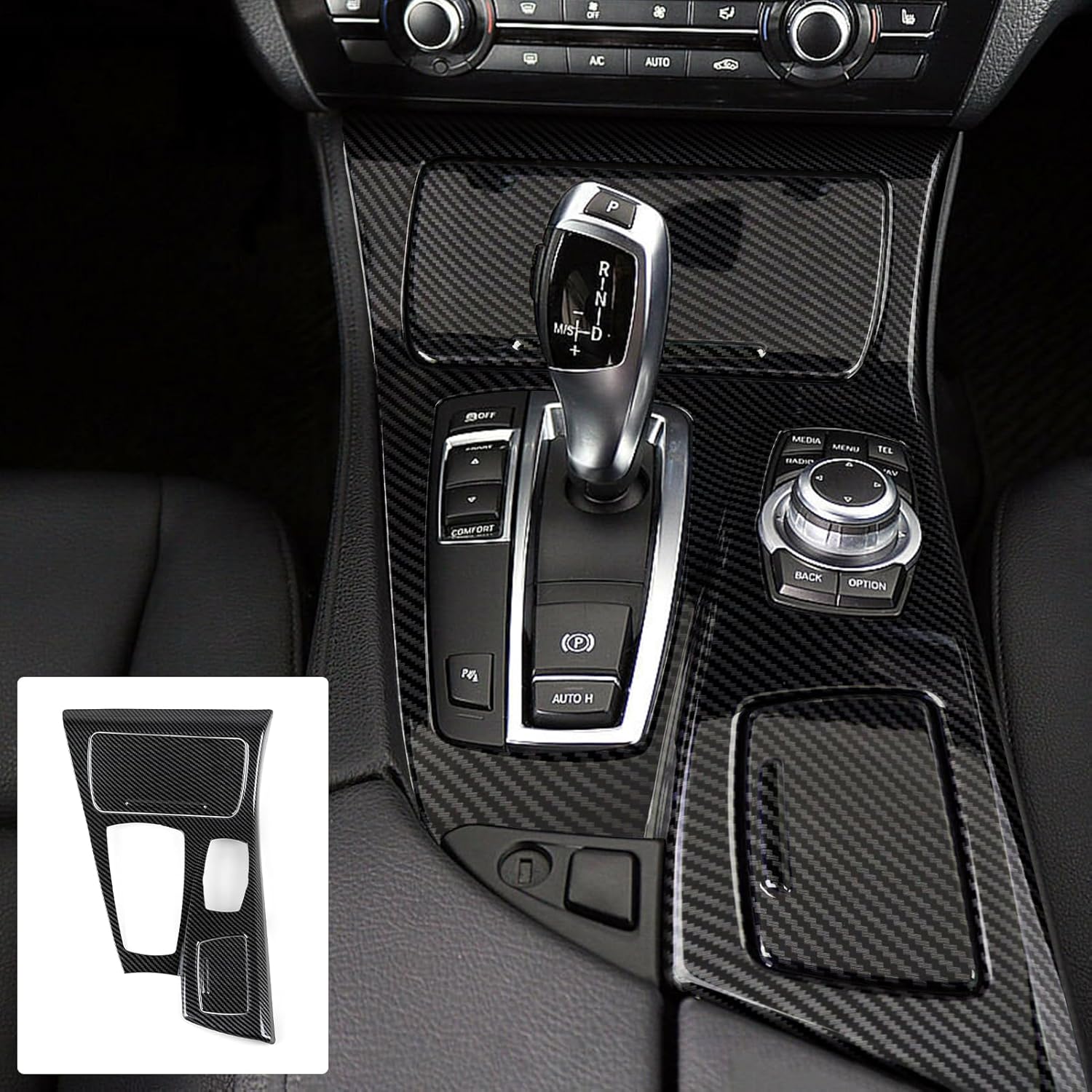 3PCS Car Decal Gear Shift Knob Cover Sticker Carbon Color ABS Trim fits for BMW F10 F11 2011 2012 2013 2014 2015 2016 Interior Accessories