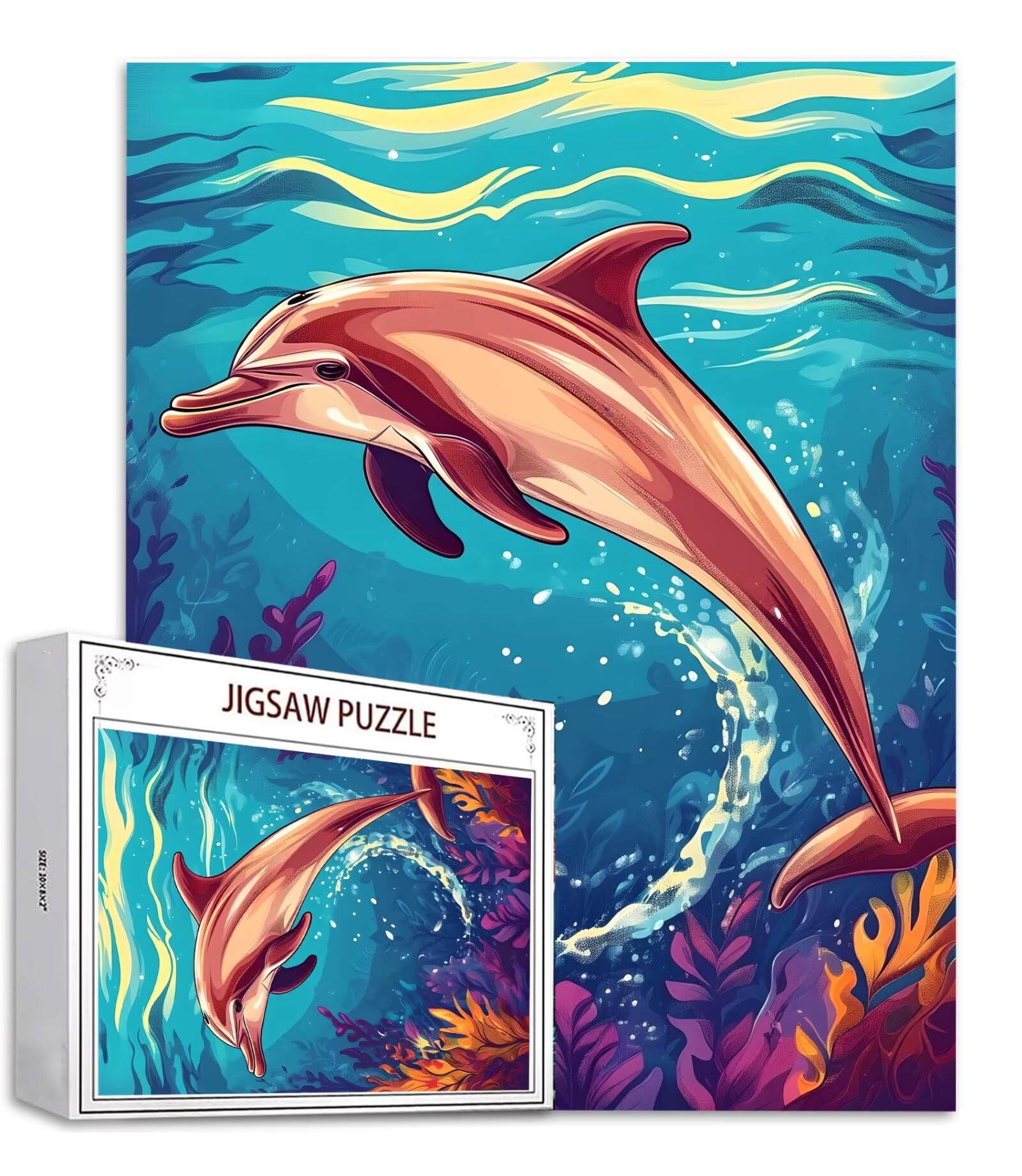Puzzle ze zwierzętami 1500 sztuk delfin puzzle dla dorosłych kawałek drewna gry, rozrywka rodzinna układanka od 14 lat, dekoracja domu prezenty S-580