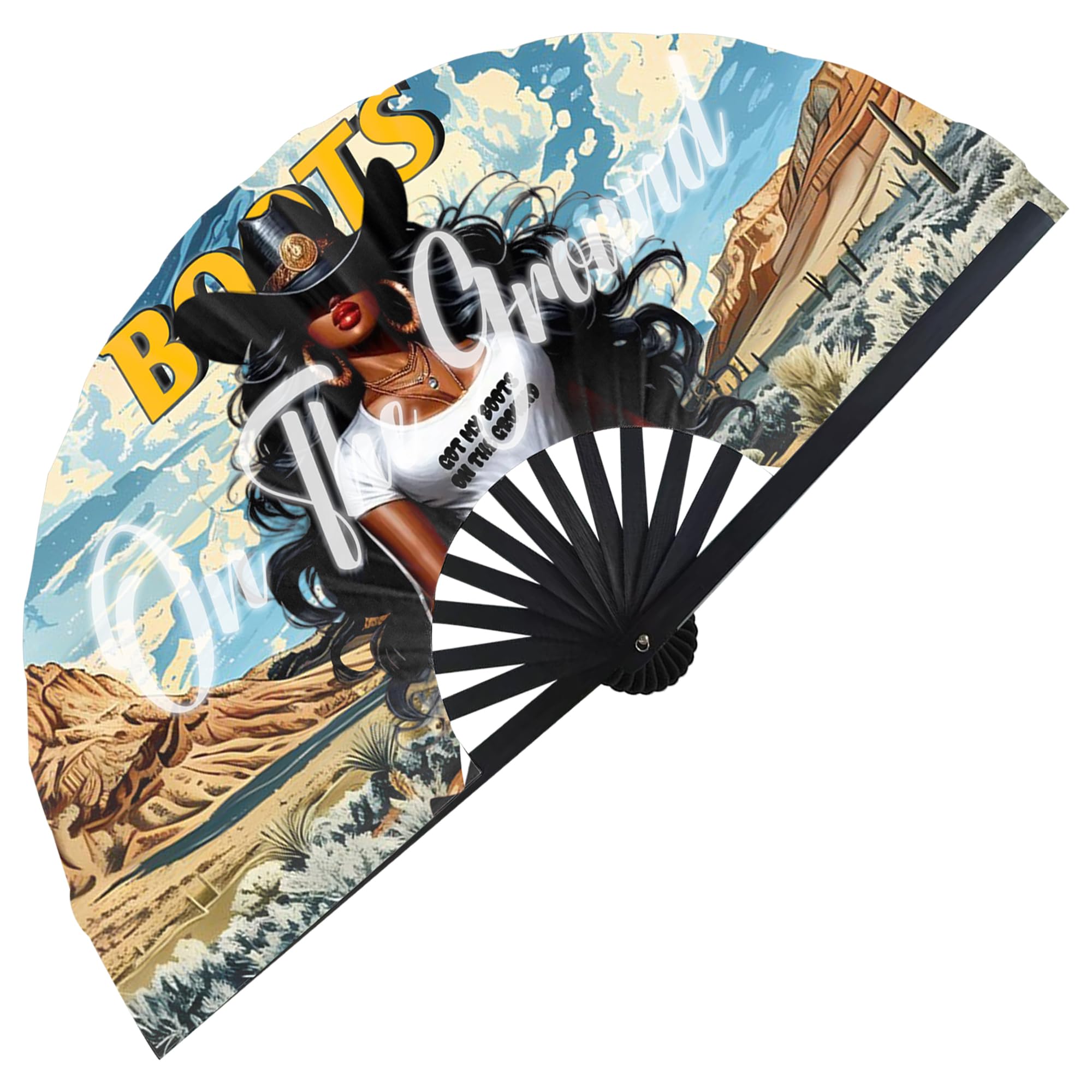 Boots On The Ground Hand Fan,Western Cowgirl Outfits for Women,Clapping Clacking Fans For Line Dancing