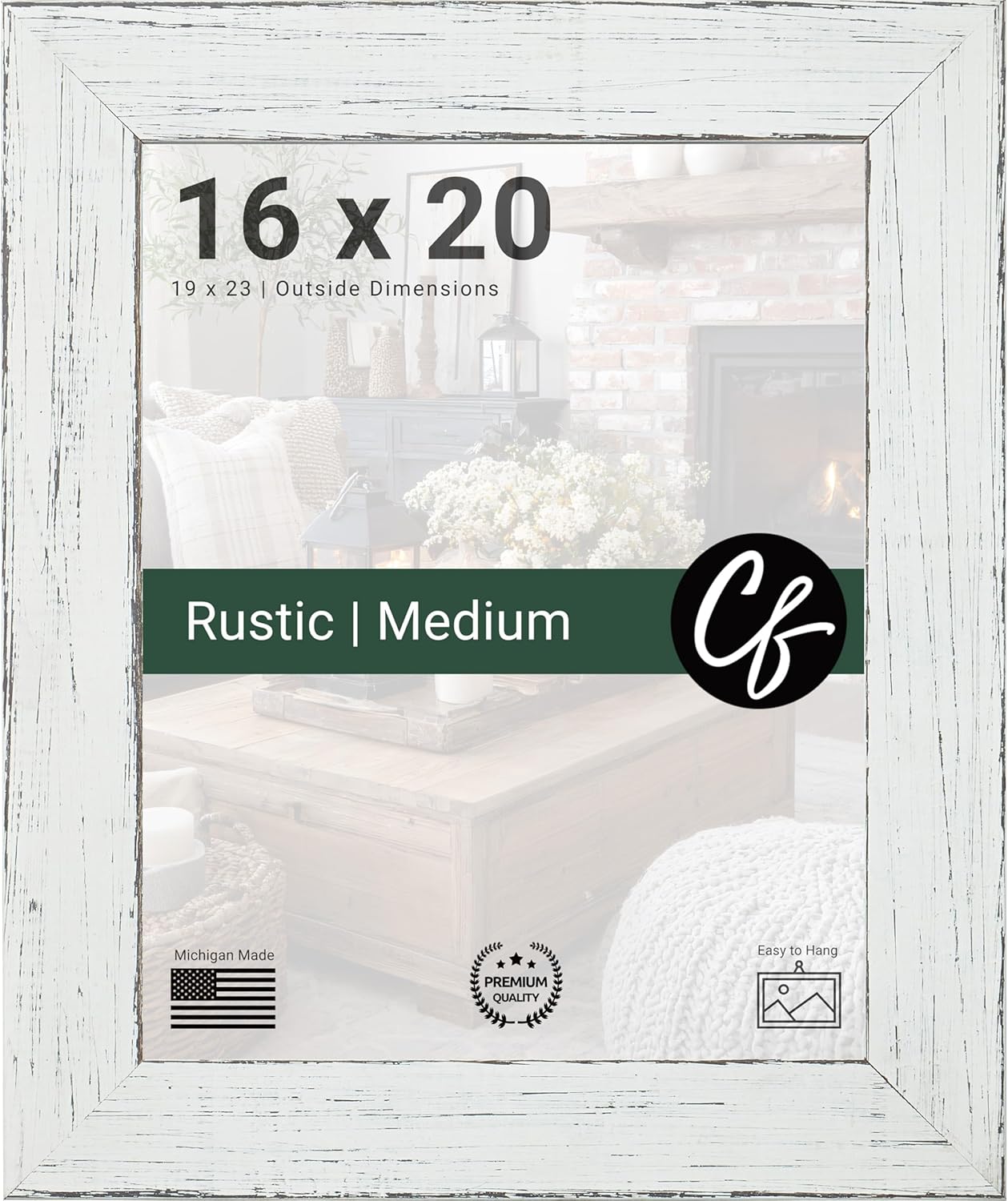Craig Frames 16x20 Picture Frame for Wall Decor, White Rustic Frame for Modern Farmhouse Style