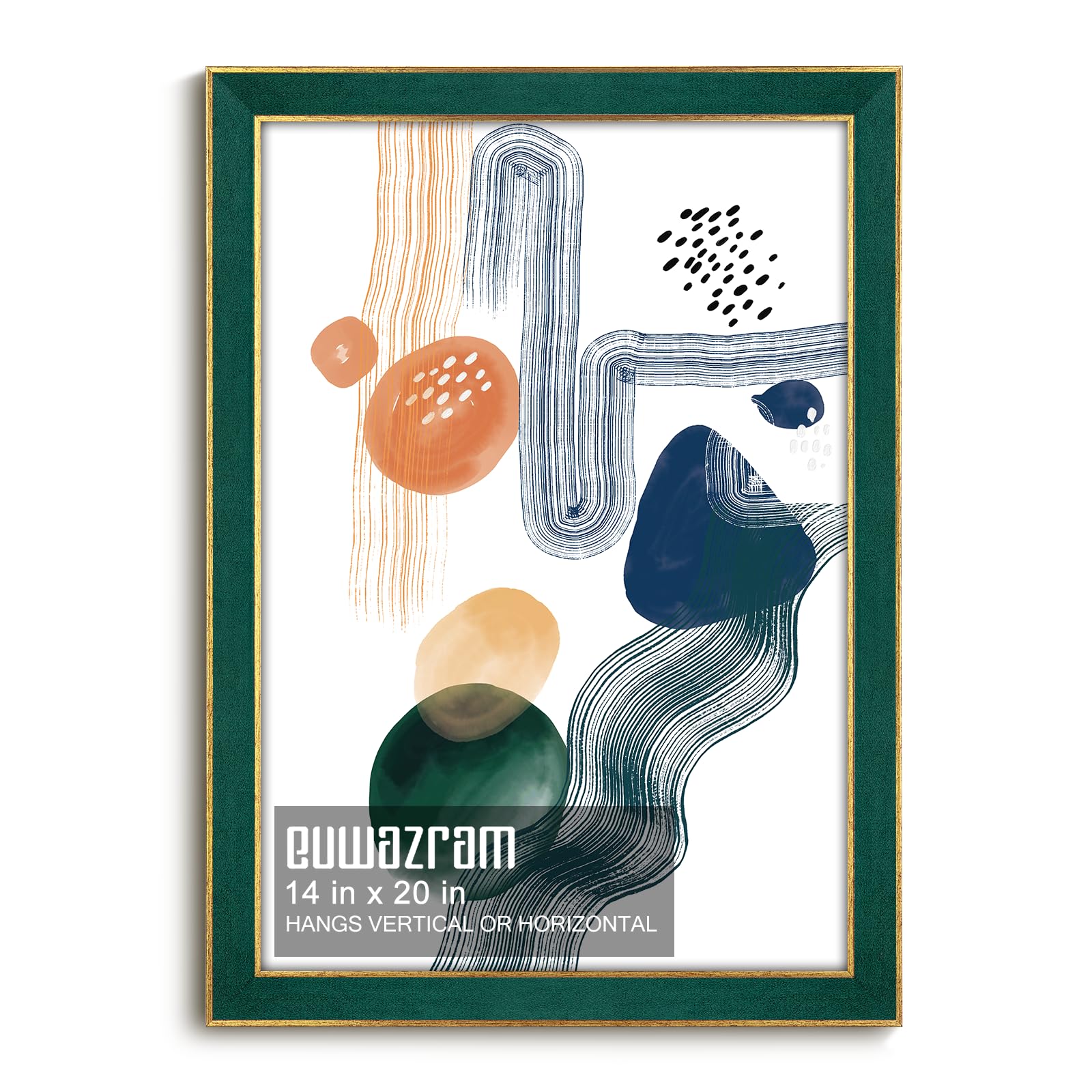 Suede 14x20 Frame - Single Frame, Christmas Elegant Green 14 x 20 Poster Frame, 14x20 Picture Frame for Artwork Puzzles Photos and Movie Posters