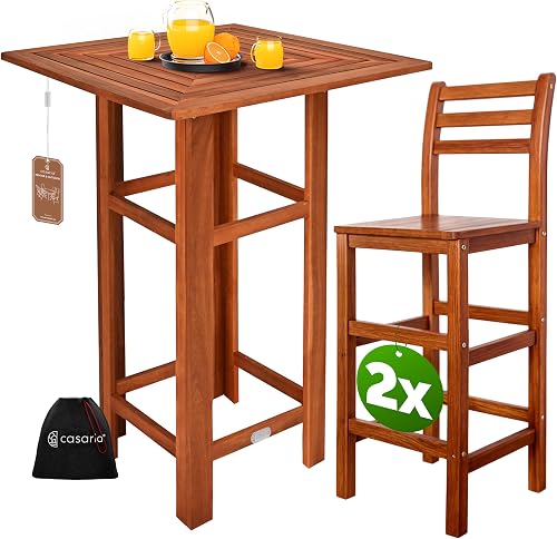 ® Ensemble Table de Bar et 2 tabourets Bois Mange Debout Casaria