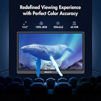 Dragon Touch S1 Pro 4K Portable Monitor, 15.6