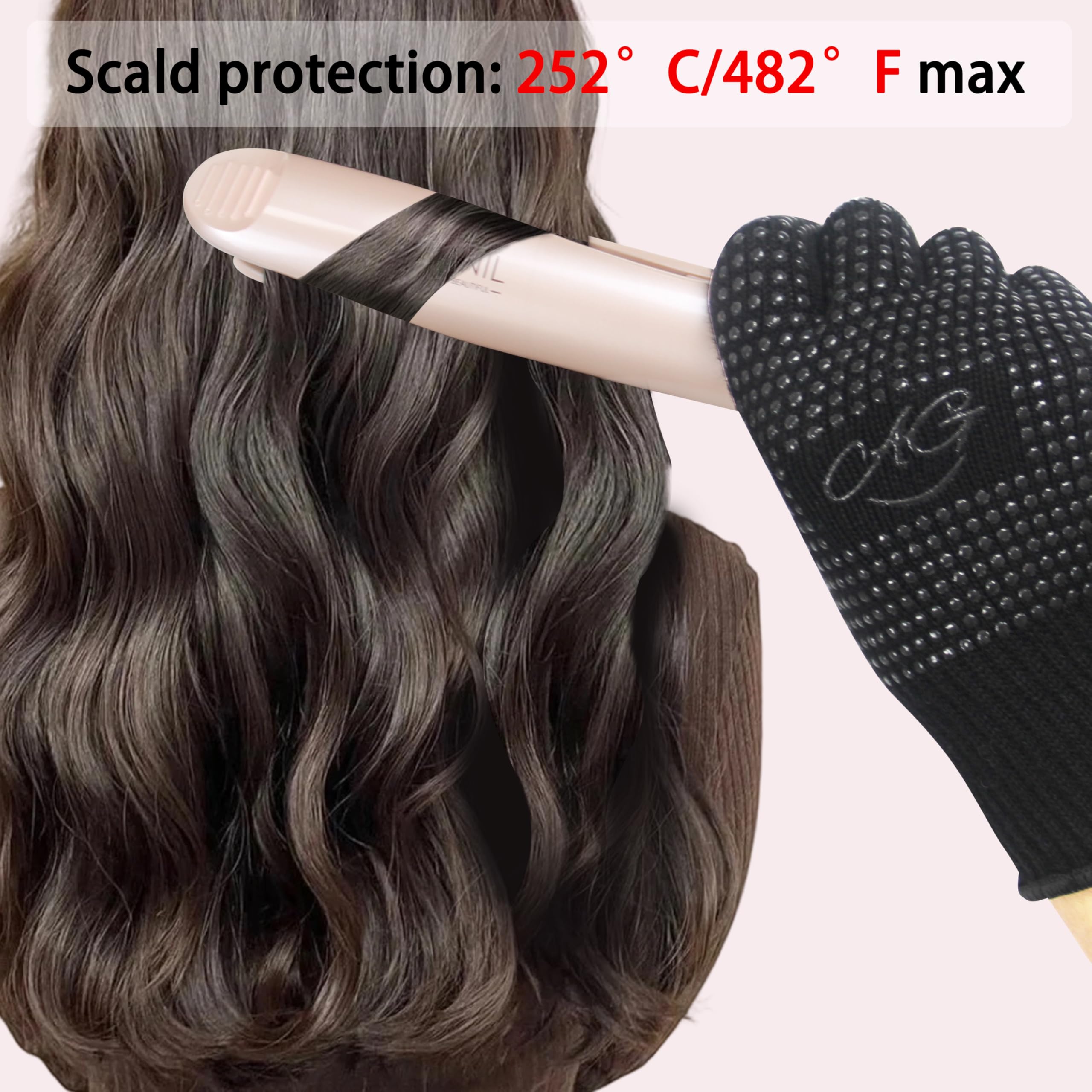 ANGENIL Gants thermorésistants pour lisseur, antidérapants double face avec picots en silicone, pour coiffage, fers à boucler et lisseurs, lot de 2, noirs